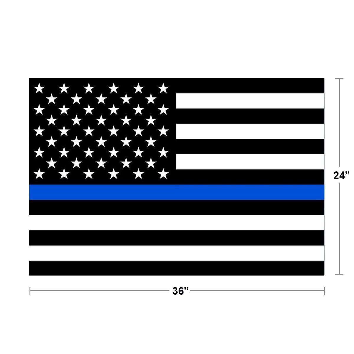 Blue Line American Flag Police Memorial Patriotic Poster - 36x24 Inch Wall Art Print of US Flag & Eagle for Home, Office & Police Station Decor - Perfect for Patriotic Gifts & Memorial Displays