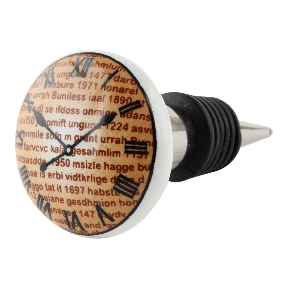 Premium Indian Shelf Rubber Ceramic Wine Stopper Set - Roman Numeral Flat Watch Design | Funny & Decorative Wine Bottle Stoppers for Gifts & Parties (Multicolor, 2 Pack) | Perfect for Wine Lovers, Home Bars & Dinner Entertaining