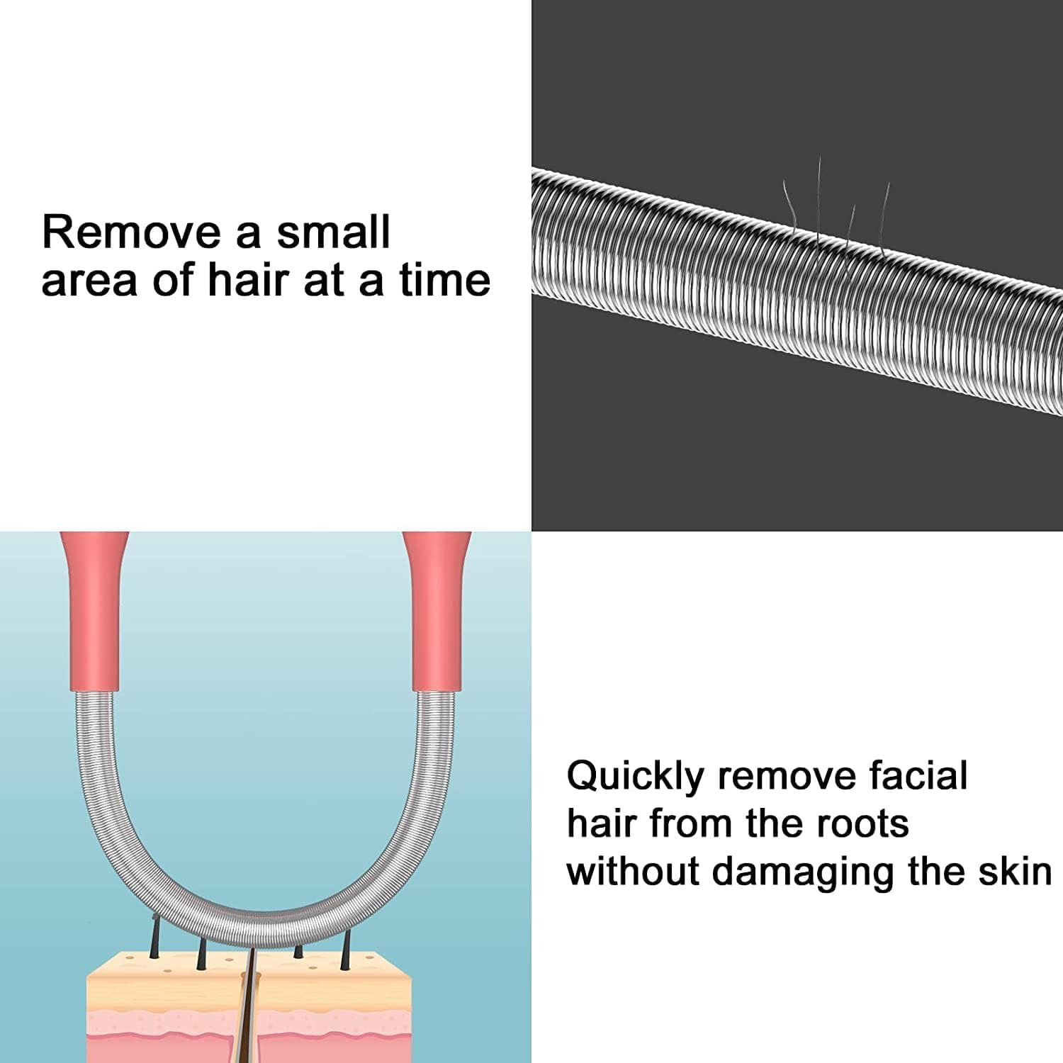 Click2Shop Facial Hair Remover for Women - Spring Coil Hair Removal Tool for Upper Lip, Chin, Face & Neck | Painless & Precise At-Home Hair Removal | Perfect for Smooth Skin Before Events & Daily Beauty Routine