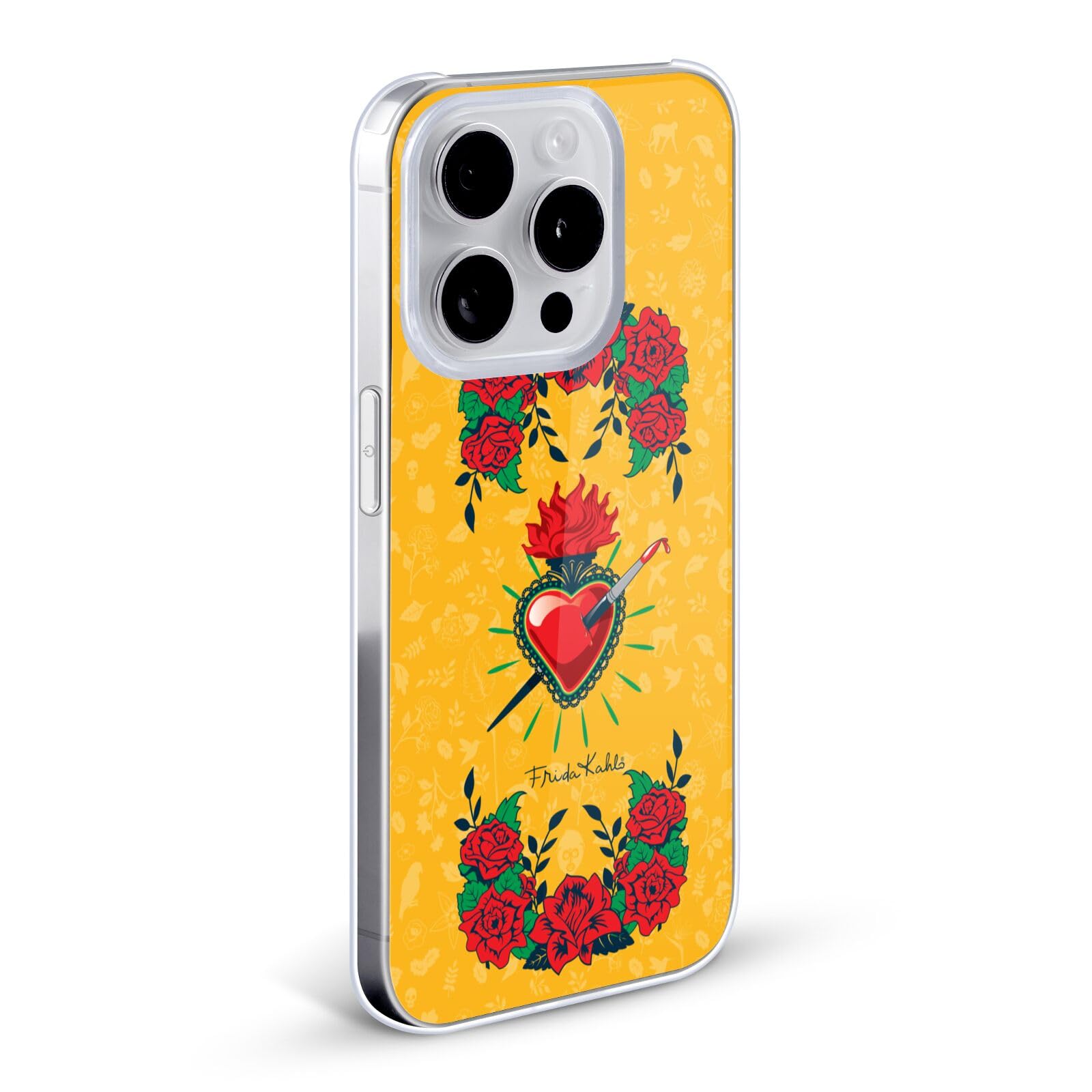 Officially Licensed Frida Kahlo Heart & Roses Hard Back iPhone 13 Case - Durable Protective Cover for Apple iPhone 13 - Perfect for Art Lovers, Unique Gift & Everyday Use