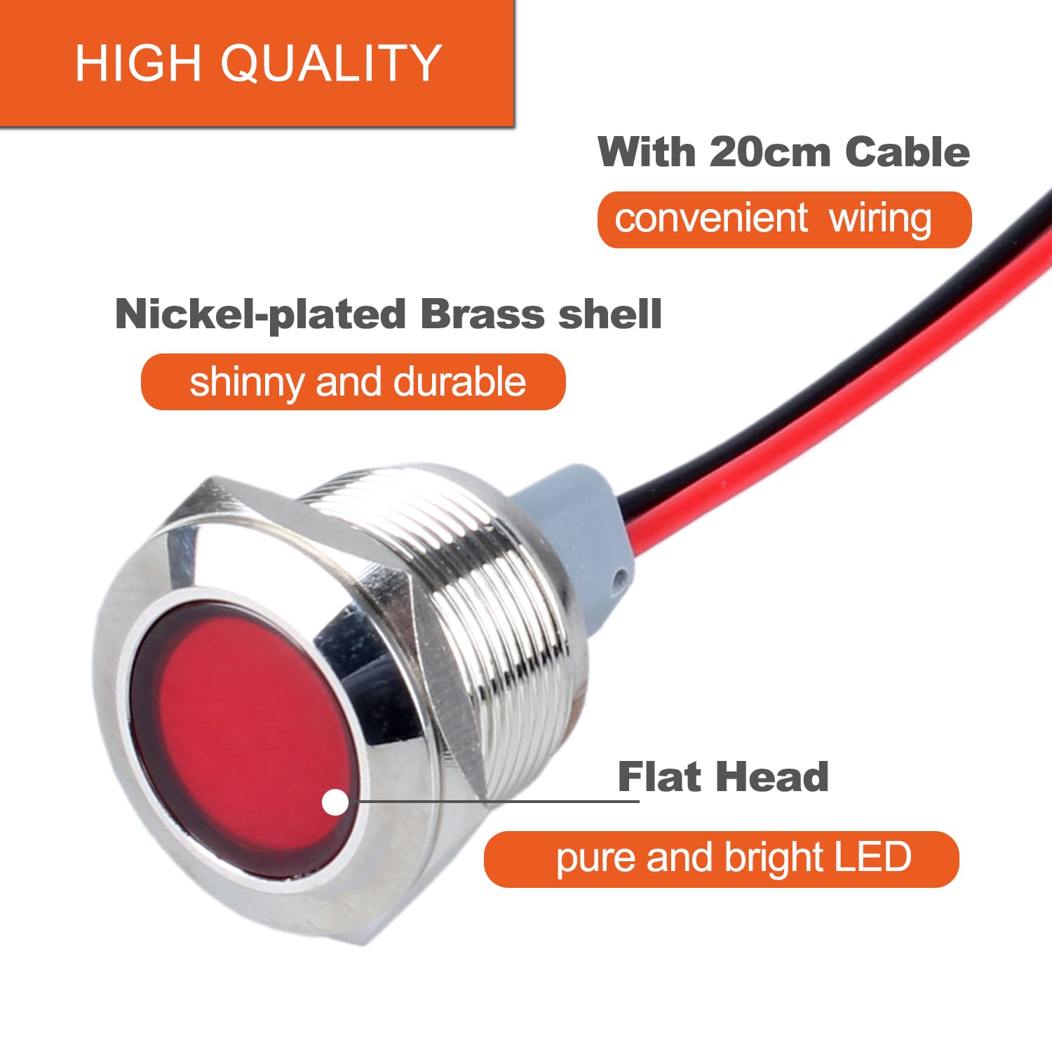 2PCS 19mm LED Metal Indicator Light - 3/4