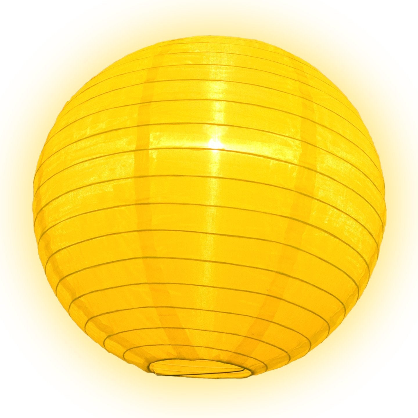 14 Inch Yellow Shimmering Nylon Lantern with Parallel Ribbing - Durable Hanging Outdoor/Indoor Decor for Garden, Patio, Party & Wedding Decorations