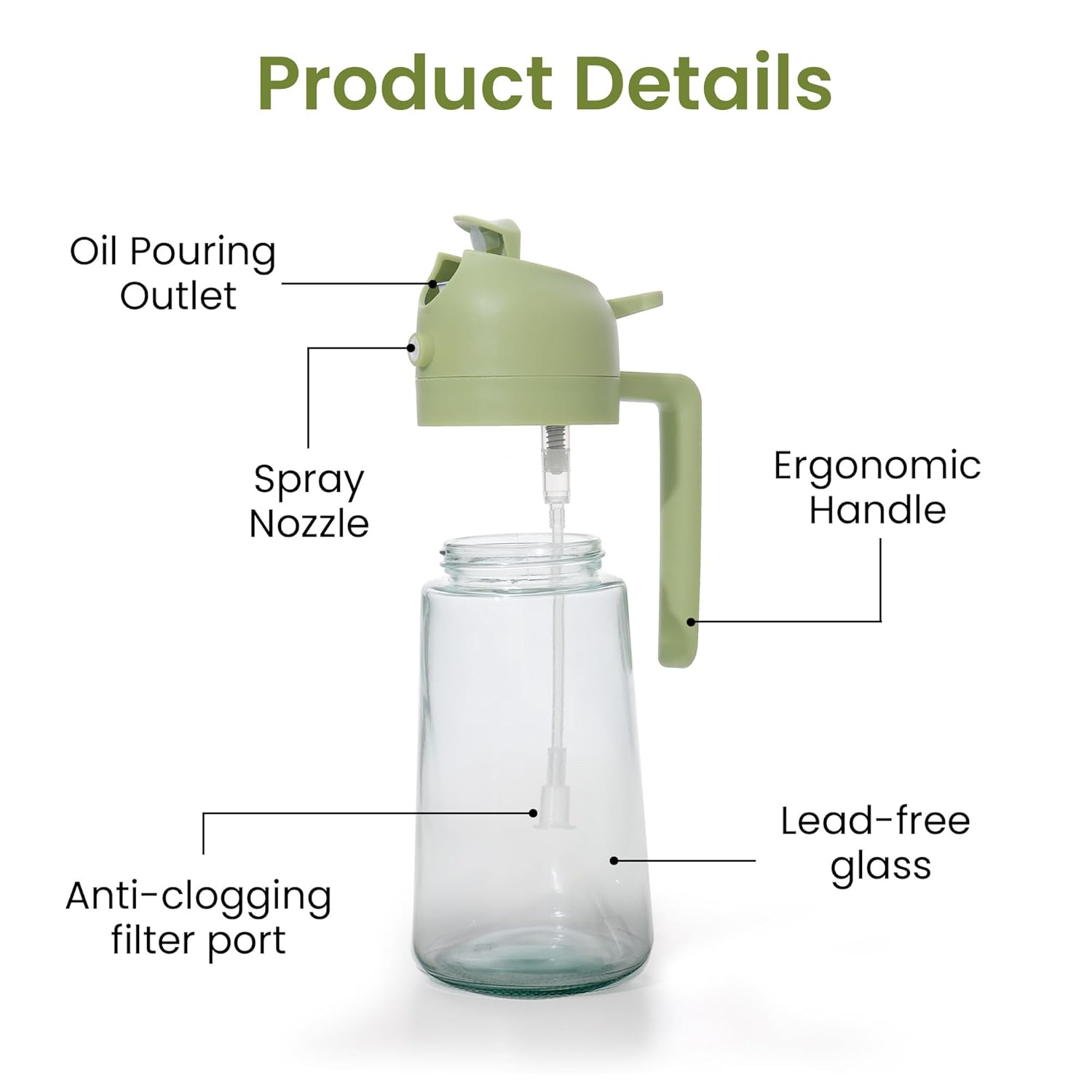 Premium MILEX Glass Olive Oil Dispenser with Pour Spout - Perfect for Kitchen, Salad Dressing & Gourmet Cooking