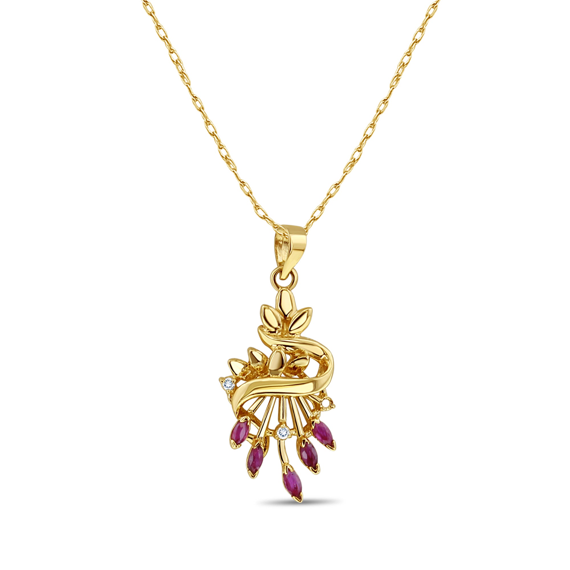 Exquisite Marquise Ruby Necklace - 0.50cttw Genuine Ruby in 14k Yellow Gold for Women - Perfect for Valentine's Day, Anniversary & Special Occasion Gifts