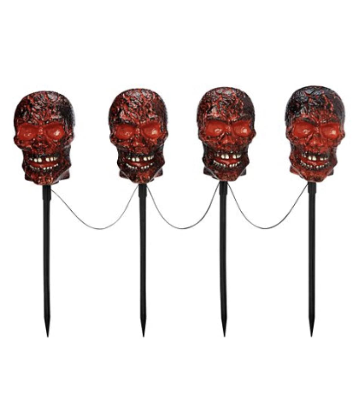Glow-in-the-Dark LED Skull Pathway Markers - Outdoor Halloween Decorations for Yard, Garden & Walkway Lighting (Set of 6)