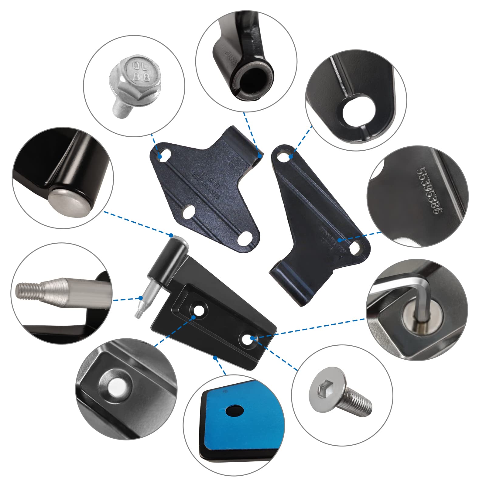 4 Door Hinge Assembly Kit for 2007-2018 Jeep Wrangler JK - 16PCS with 36 Bolts - Inside & Outside Hinges Replacement - Perfect for Off-Roading & Daily Driving