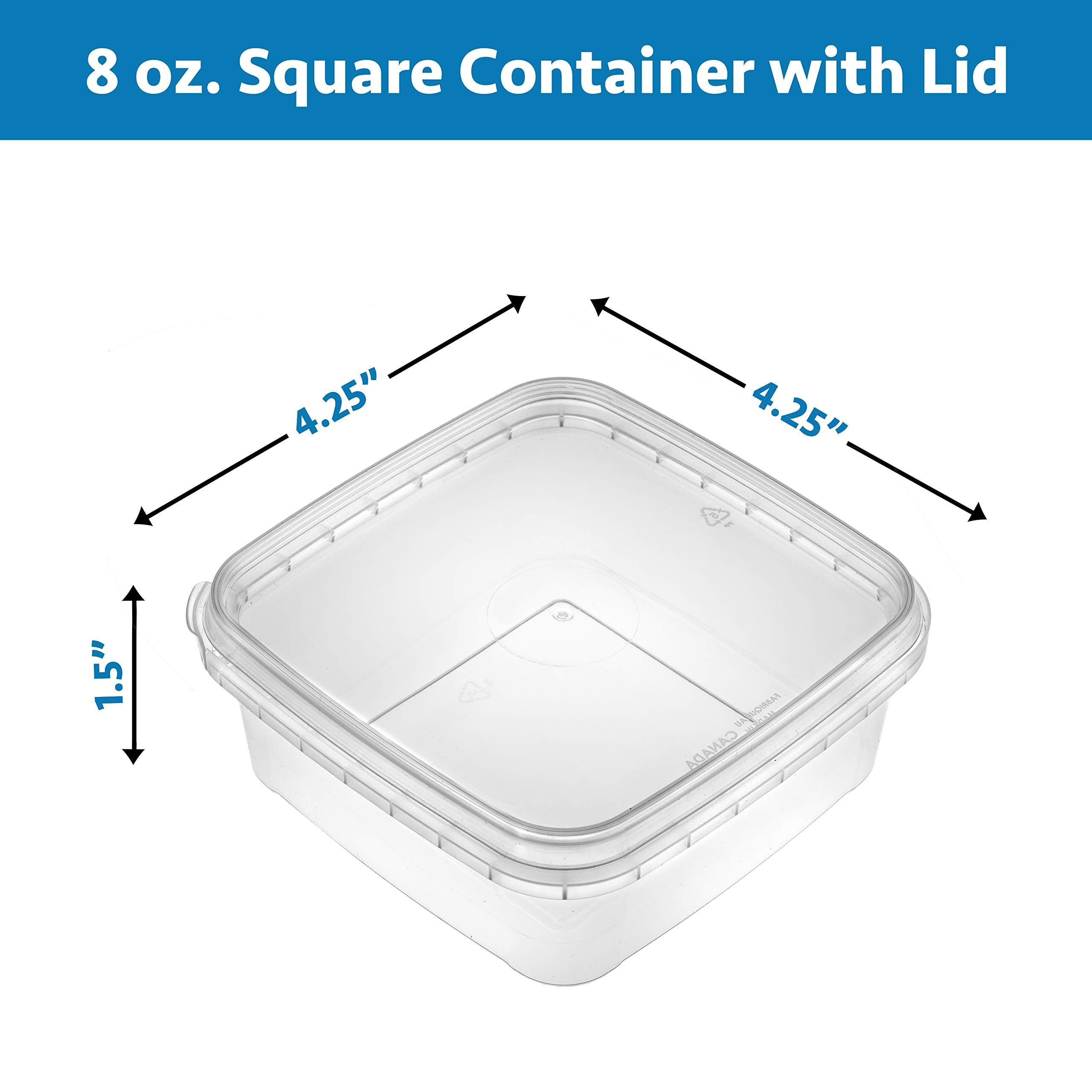 NYHI 8 oz 20 Pack Square Clear Deli Containers with Lids - BPA Free Disposable Plastic Food Storage Containers - Airtight for Meal Prep, Take Out & Kitchen Organization - Perfect for Restaurants, Catering & Home Use