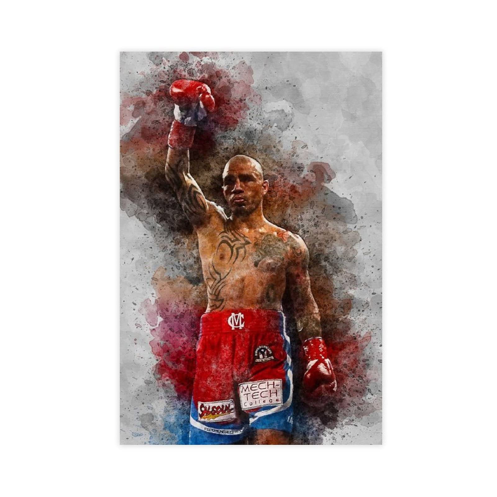 Vintage Miguel Cotto Boxing Poster - 24×36 Inch (60×90cm) Unframed Canvas Wall Art - Perfect for Bedroom, Office & Dorm Room Decor - Great Gift for Boxing Fans & Sports Enthusiasts - Ideal for Man Cave, Gym & Sports Bar Wall Decor