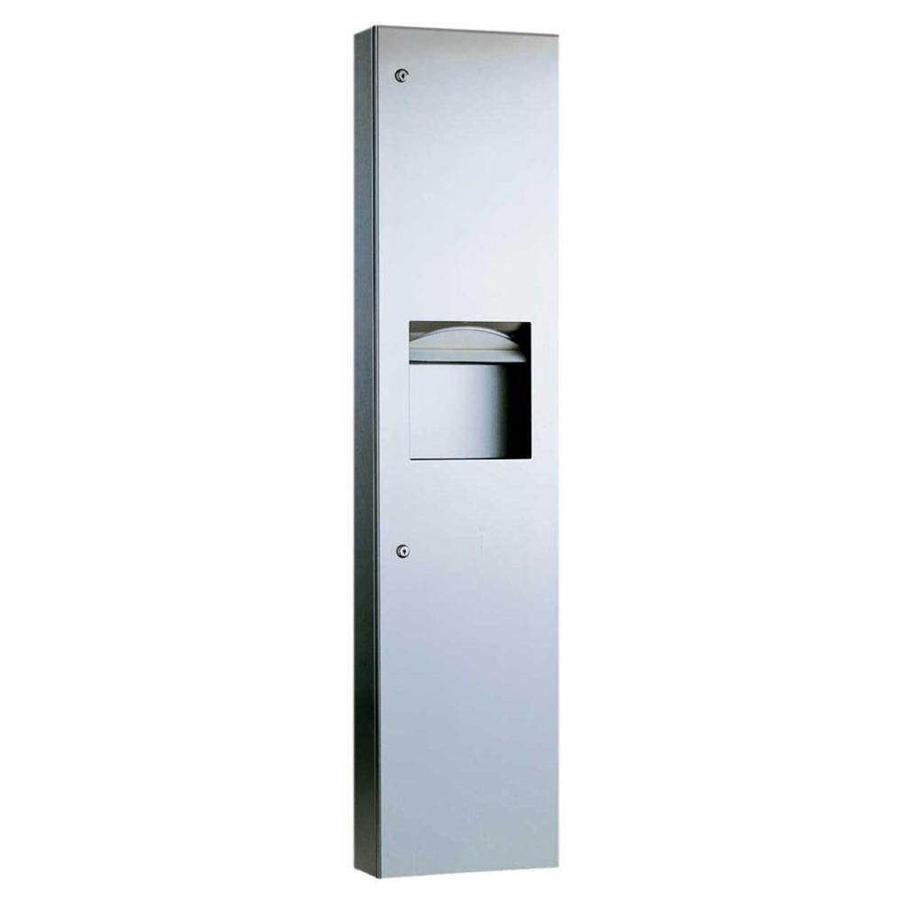 Bobrick B38032 TrimLine Series Semi-Recessed Paper Towel Dispenser & Waste Receptacle - Satin Finish for Restrooms, Kitchens, and Commercial Spaces