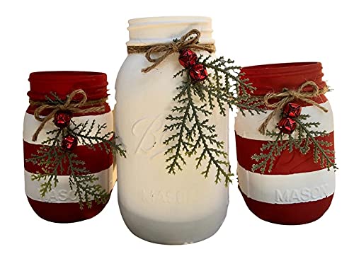 Festive Christmas Mason Jars with Candy Cane Designs - Perfect for Holiday Decor, DIY Centerpieces & Gift Packaging | Great for Home, Party & Seasonal Decorations
