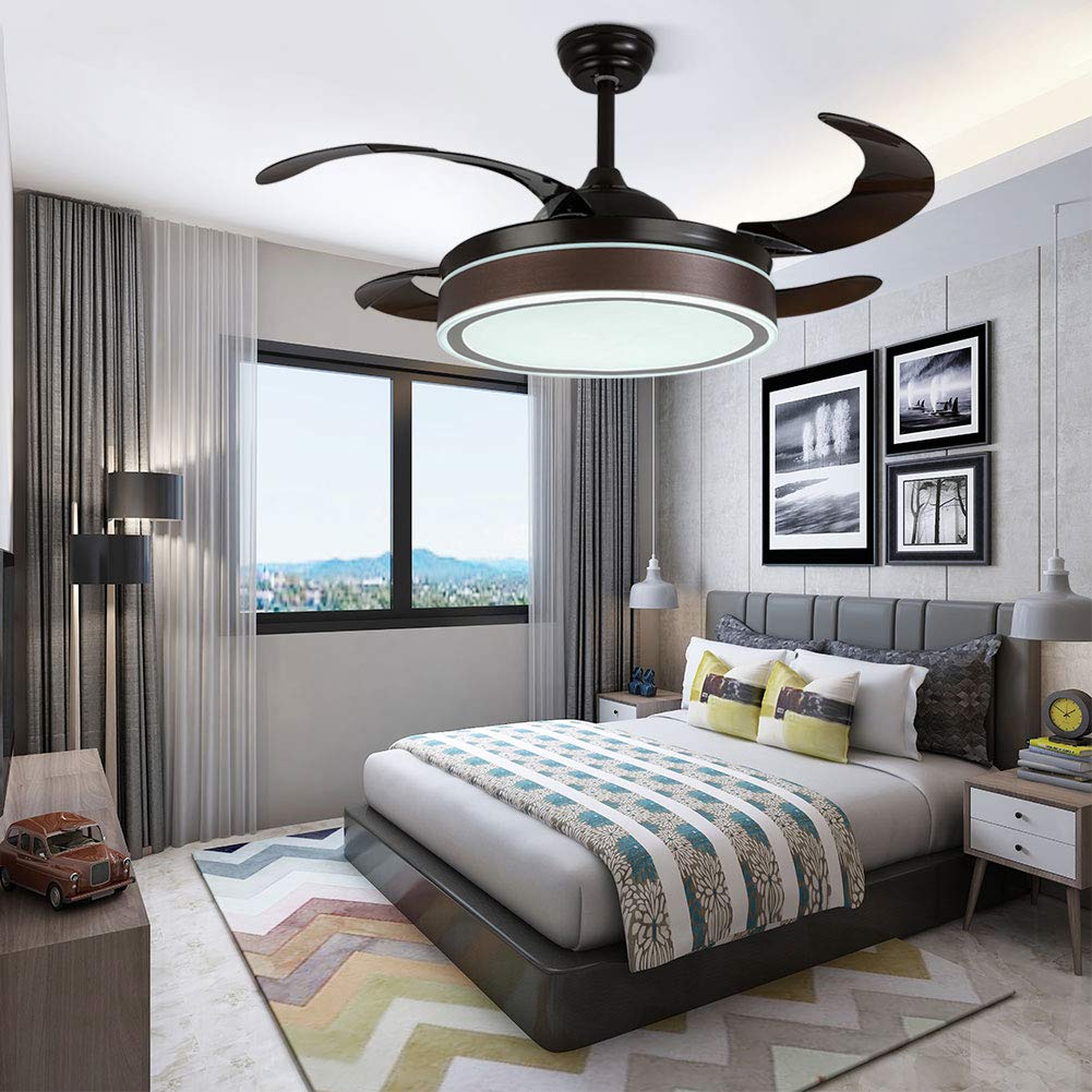 42 Inch LED Ceiling Fan with Lights and Remote Control - Modern Chandelier Fan for Bedroom, Dining Room, Living Room - 3 Speed, 3 Color Options - Perfect for Home Cooling and Stylish Lighting (Style 1)