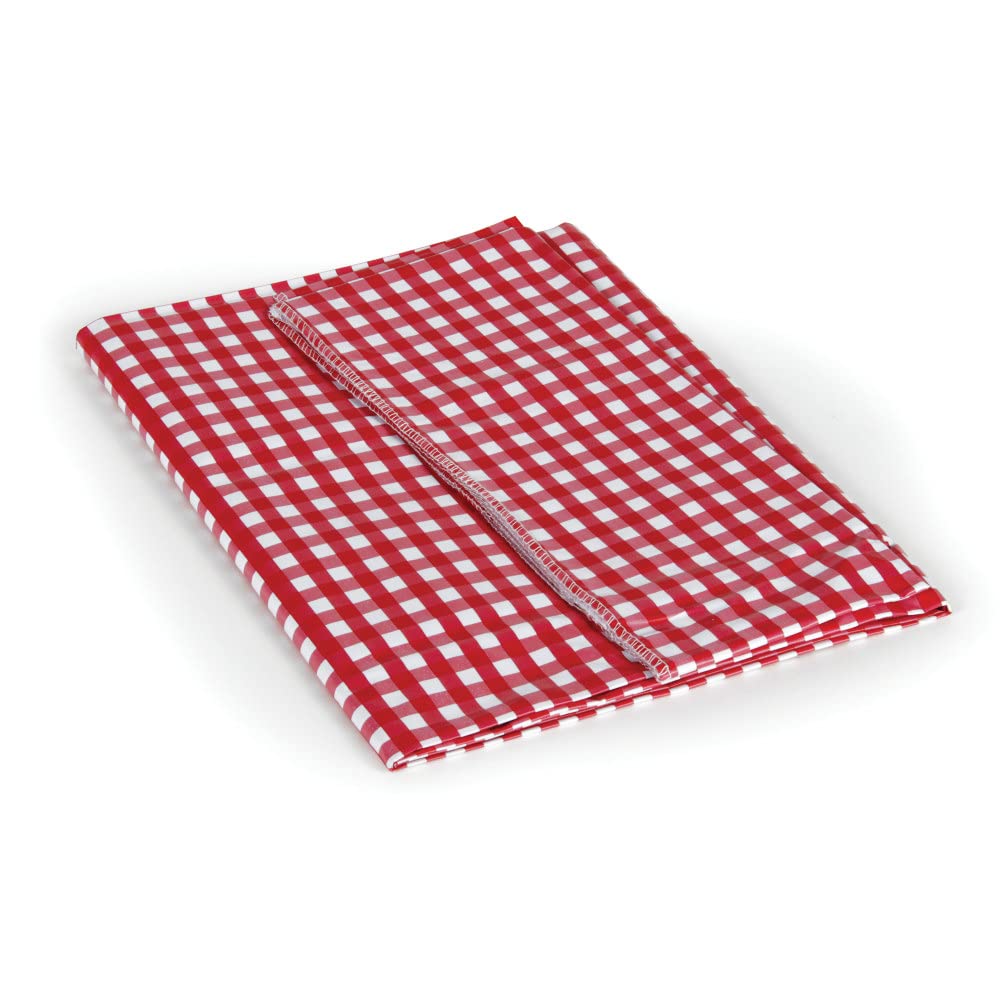 Camco 51019 Red & White 52x84 Inch Rectangular Tablecloth - Waterproof & Wrinkle-Resistant for Outdoor Picnics, BBQs, and Party Decorations