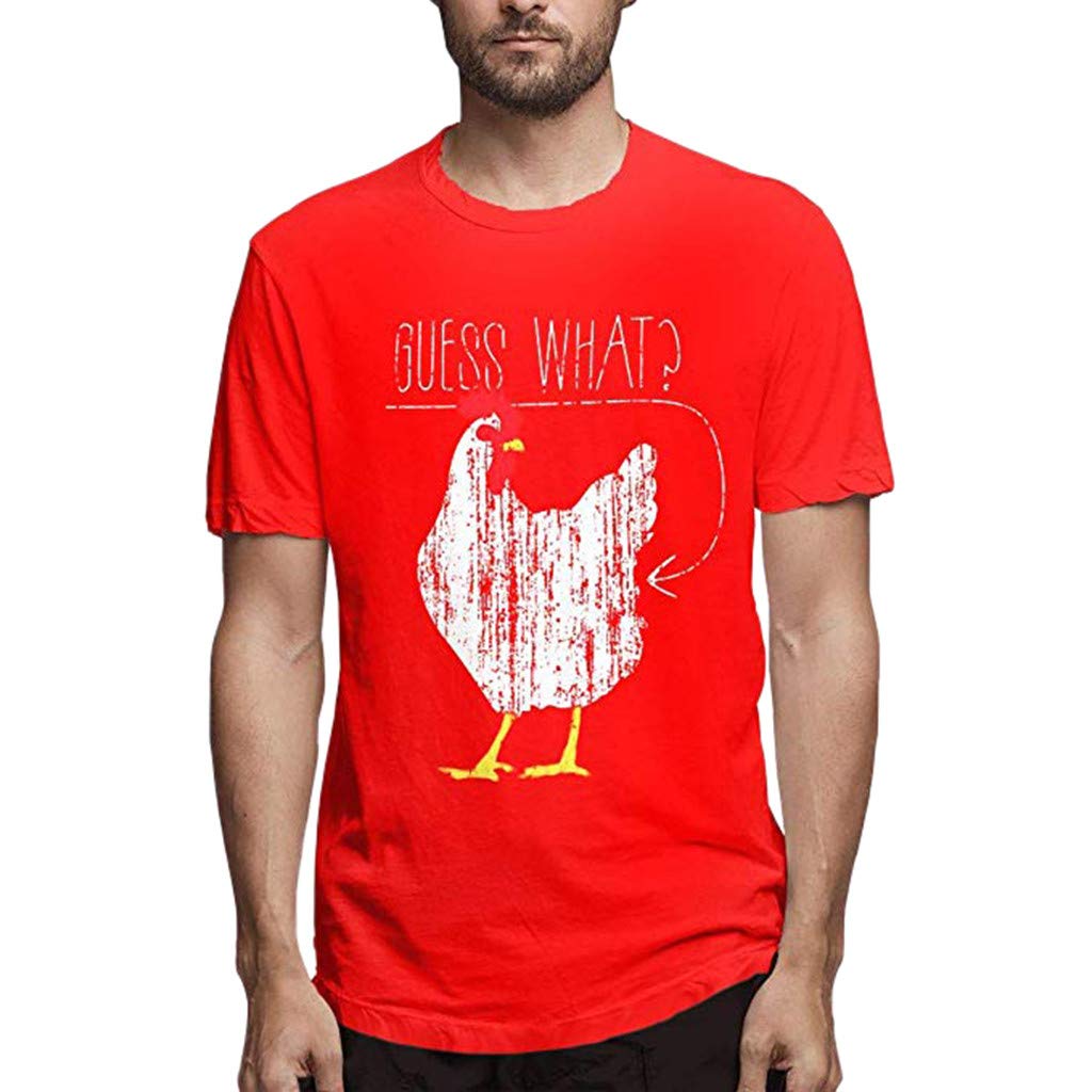OSTELY Men's Funny Graphic T-Shirt - 'Guess What? Chicken Butt' Printed Short Sleeve Casual Top for Everyday Wear | Perfect for Parties, Gifts & Casual Outfits