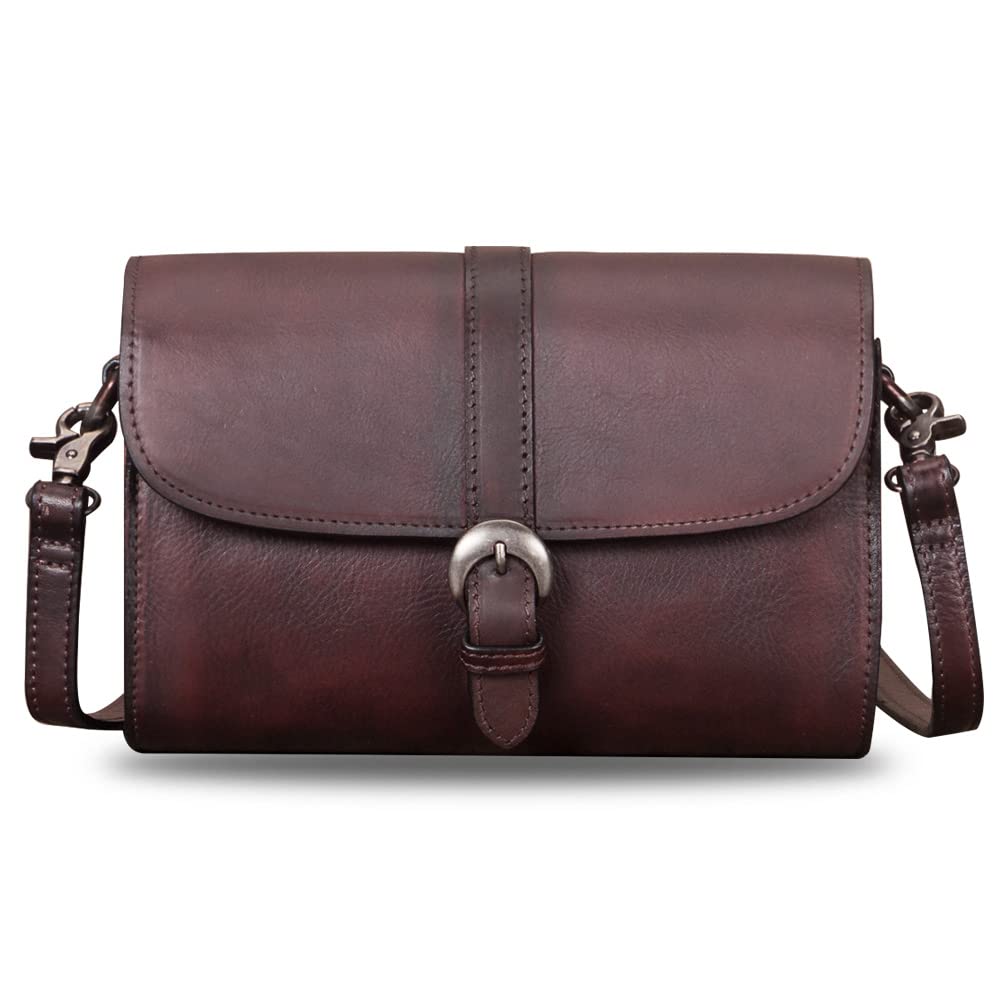 Genuine Leather Small Purses for Women - Vintage Real Leather Shoulder Bag Crossbody Purse Satchel with Adjustable Strap | Perfect for Everyday Use, Travel, and Special Occasions
