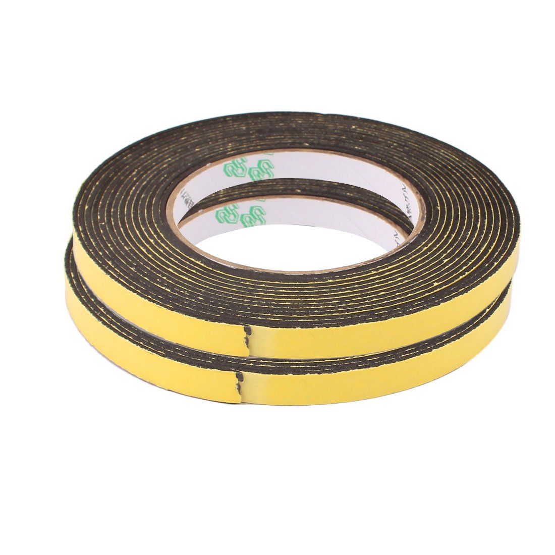 uxcell 2pcs 10mm x 2mm Single Sided Self Adhesive Shockproof Sponge Foam Tape 5M Length - Vibration Damping, Soundproofing, DIY Home & Office Use for Electronics, Furniture, and Door Sealing