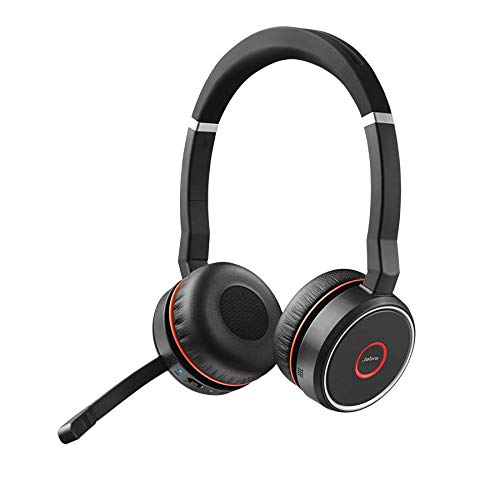 Jabra Evolve 75 Wireless Bluetooth UC Headset with Noise Cancelling Mic - Certified Refurbished - Perfect for Remote Work & Video Conferencing