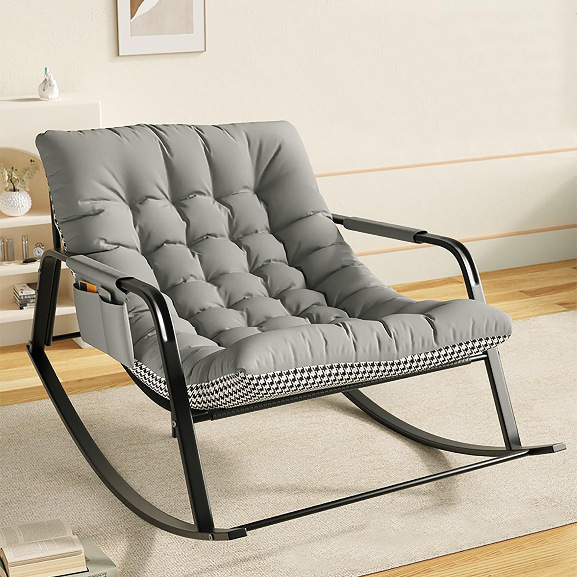 Premium Outdoor Lounge Chair Cushion - Thick Quilted Patio Chaise Pad with Ties - Water-Resistant Sun Lounger Seat Cushion for Poolside, Deck & Backyard (Gray) - Perfect for Relaxing, Sunbathing & Outdoor Lounging