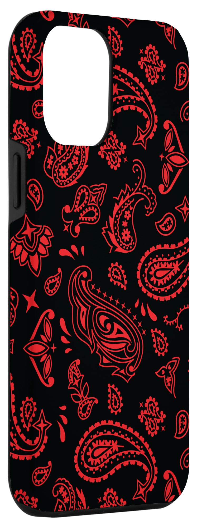 iPhone 12 Pro Max Case - Classic Black with Red Paisley Bandana Design | Shockproof Protective Cover for Everyday Use, Travel & Outdoor Activities