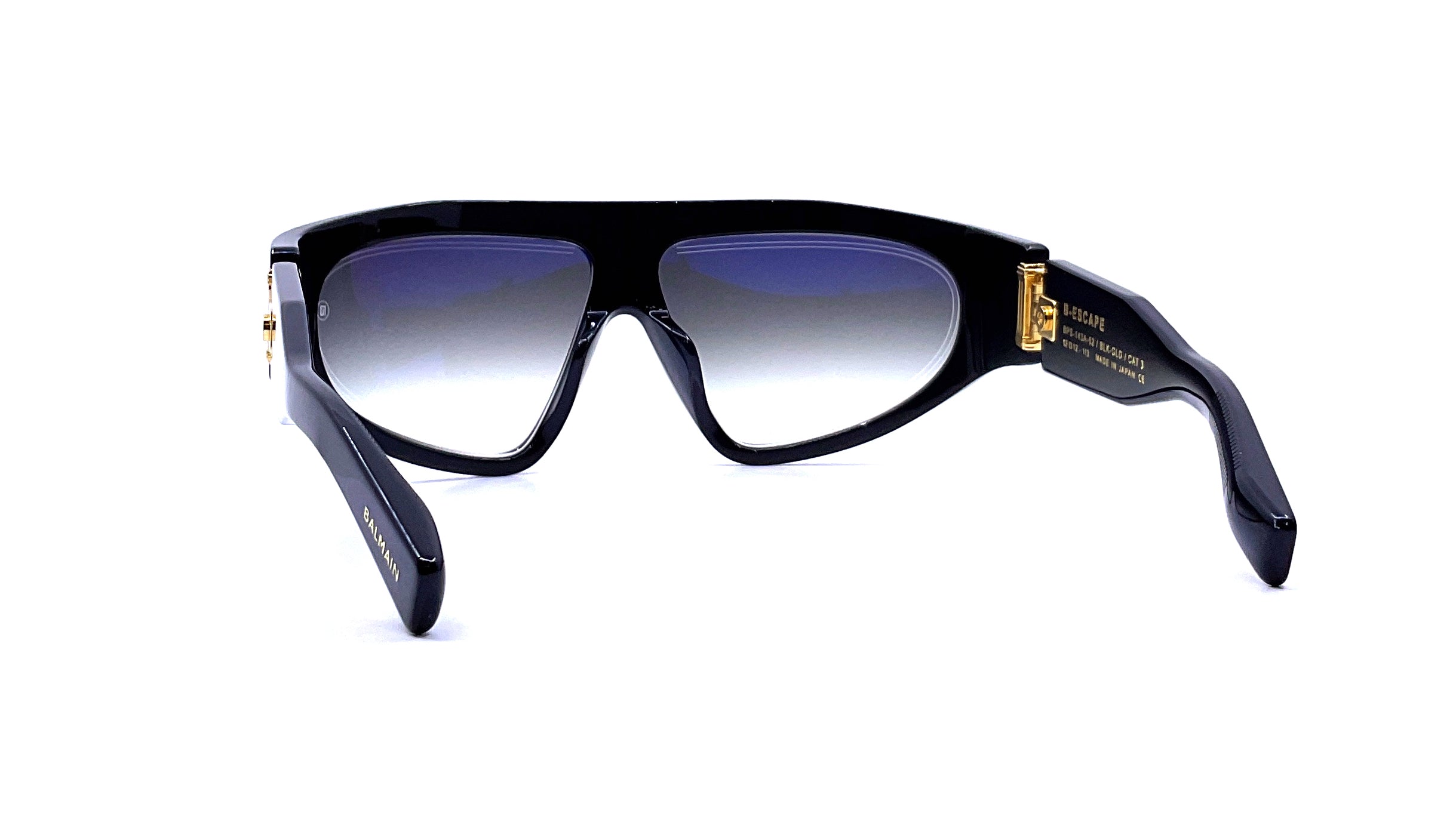 Balmain B Escape Sunglasses - Black Gold/Grey Gradient Aviator Style for Men & Women - Perfect for Outdoor Activities, Travel & Fashion