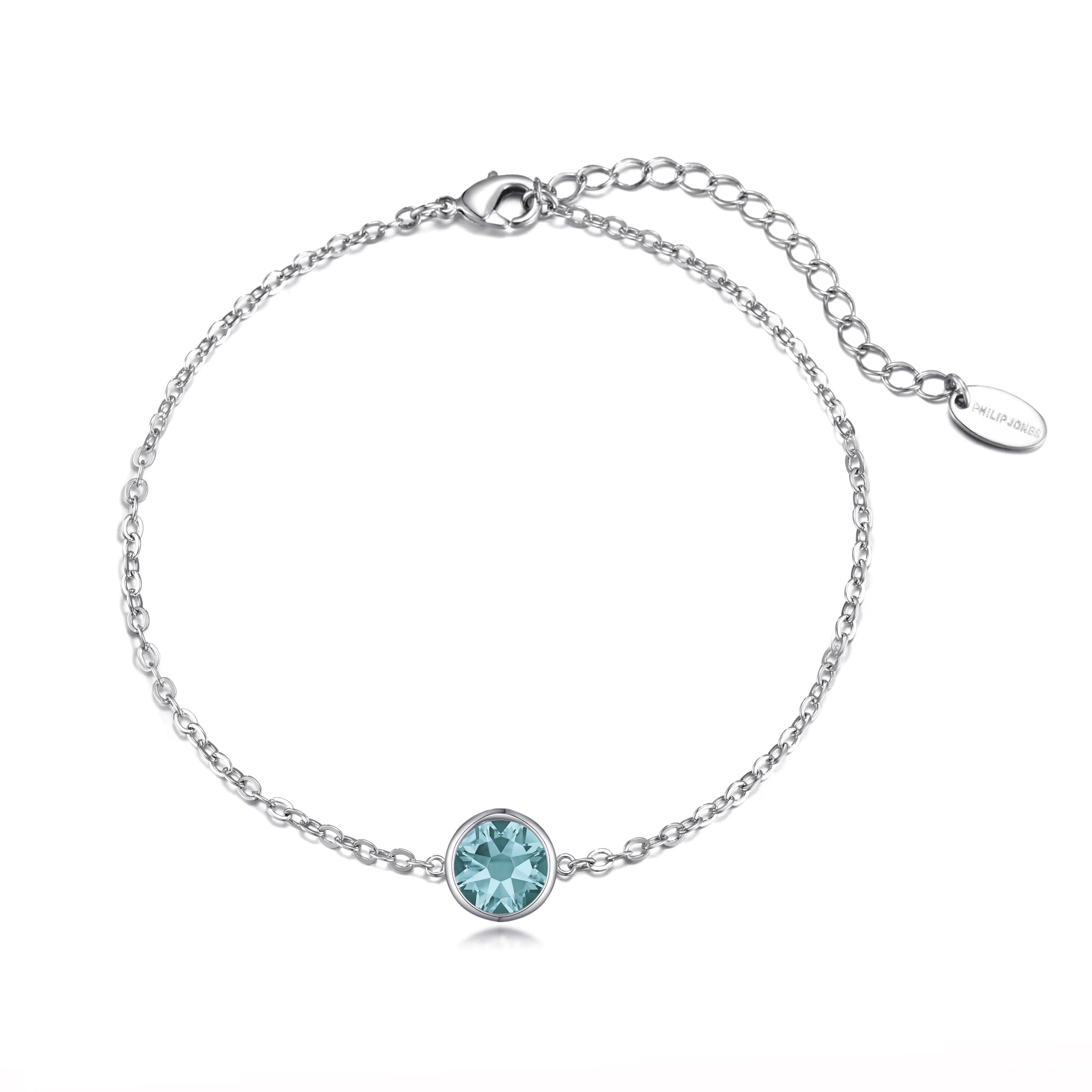 Blue Topaz Birthstone Anklet with Zircondia® Crystals - Perfect Gift for December Birthdays