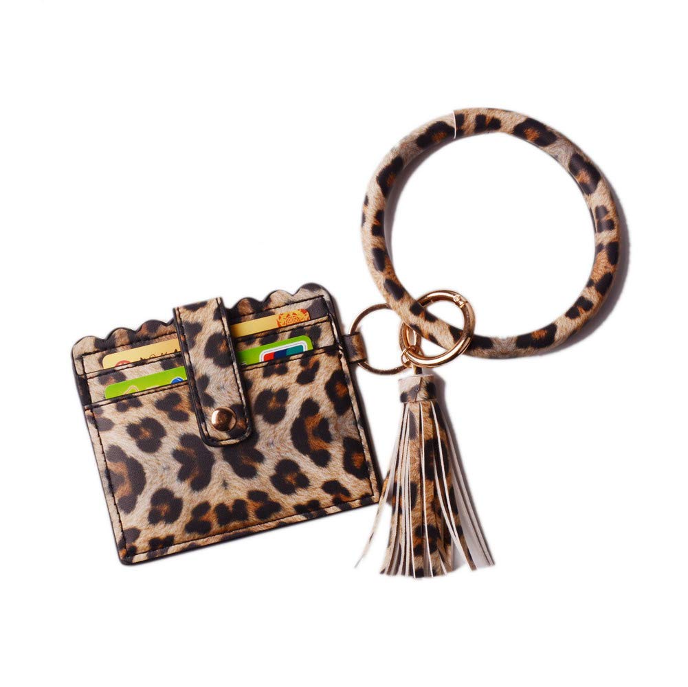 Lantintop Women's PU Leather Multifunctional Bangle Keychain - Card Holder & Wristlet Wallet Set (Perfect for Keys, Cards & Cash) - Stylish Gift for Women & Girls (Ideal for Shopping, Travel & Daily Use)