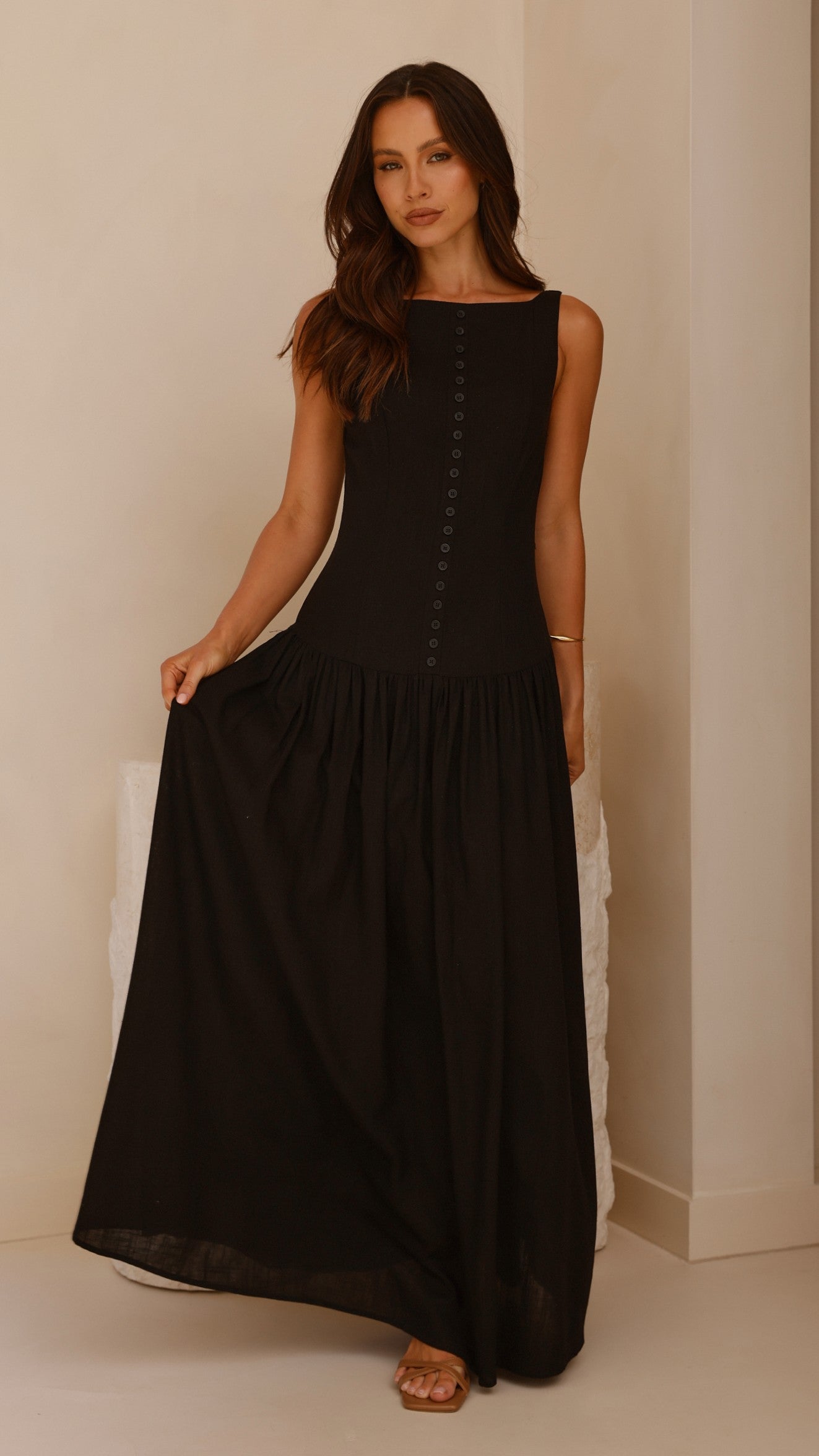 Kora Maxi Dress for Women - Elegant Black Long Flowy Dress for Summer, Beach, Party & Casual Wear