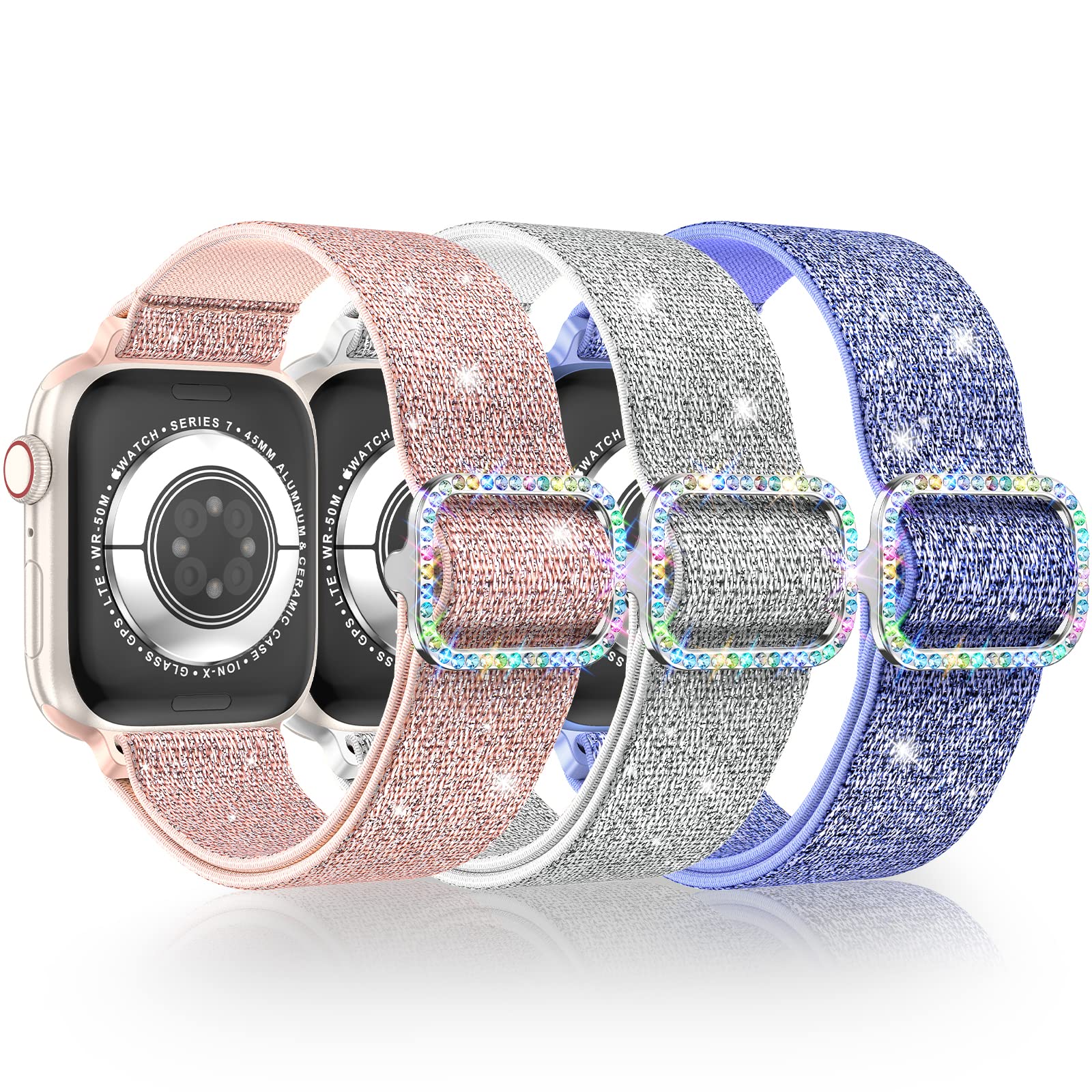 LETOID Stretchy Nylon Apple Watch Bands for Women - Compatible with 38mm 40mm 41mm 42mm 44mm 45mm 46mm 49mm iWatch Series 10/9/8/7/6/5/4/3/2/1/SE/Ultra - Elastic Solo Loop Wristband for Workout, Running & Everyday Wear