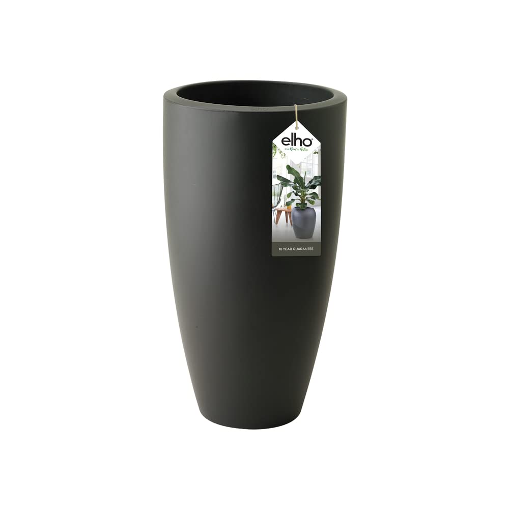 elho Pure Soft Round High 30 Anthracite Indoor/Outdoor Plant Pot - Modern Decorative Flower Container for Home, Garden, Balcony & Office Decor