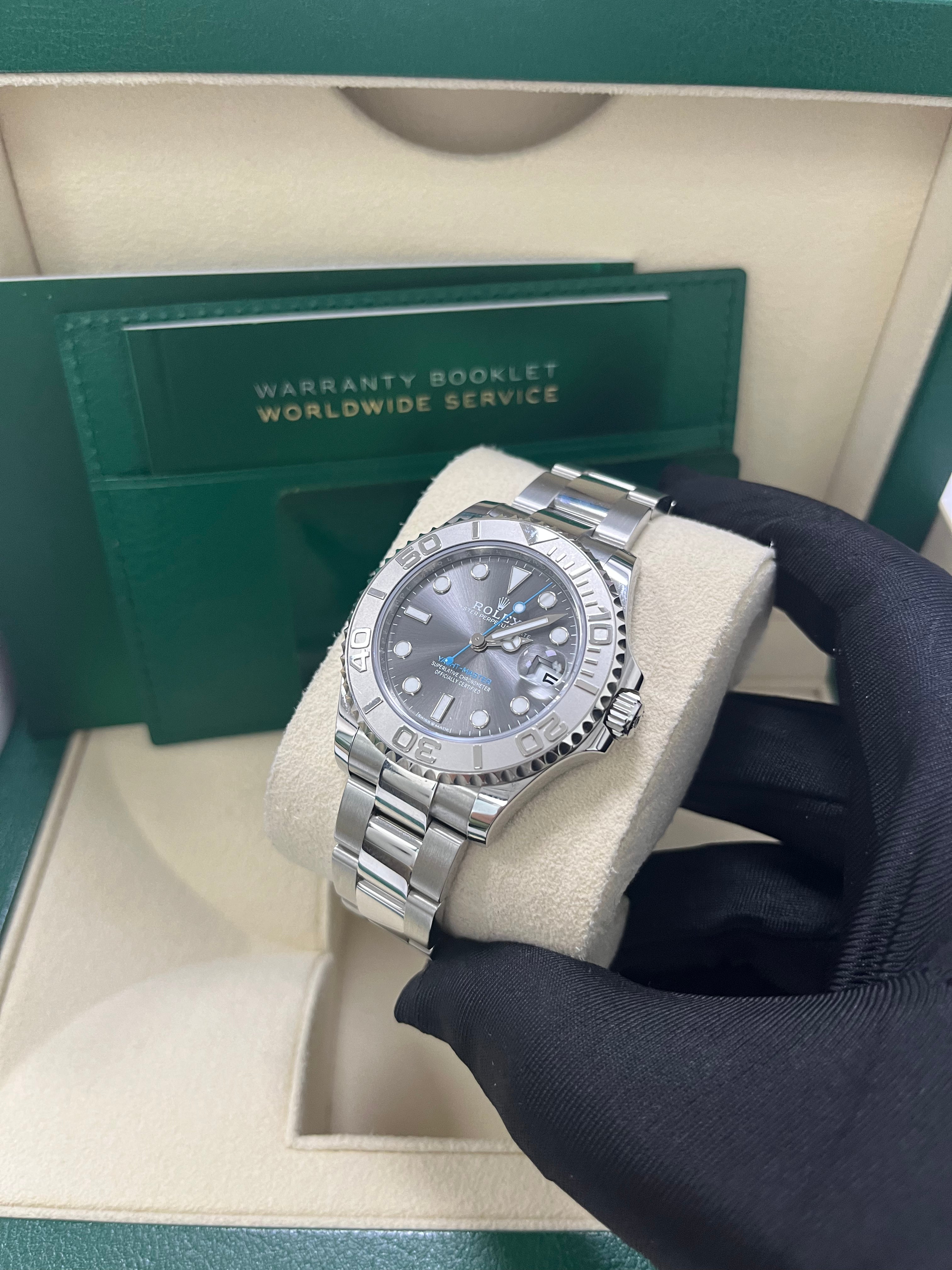 Rolex Yacht Master 37 37mm Rhodium Dial 268622 Stainless Steel with Platinum Bezel - Luxury Watch for Sailing, Business & Formal Occasions