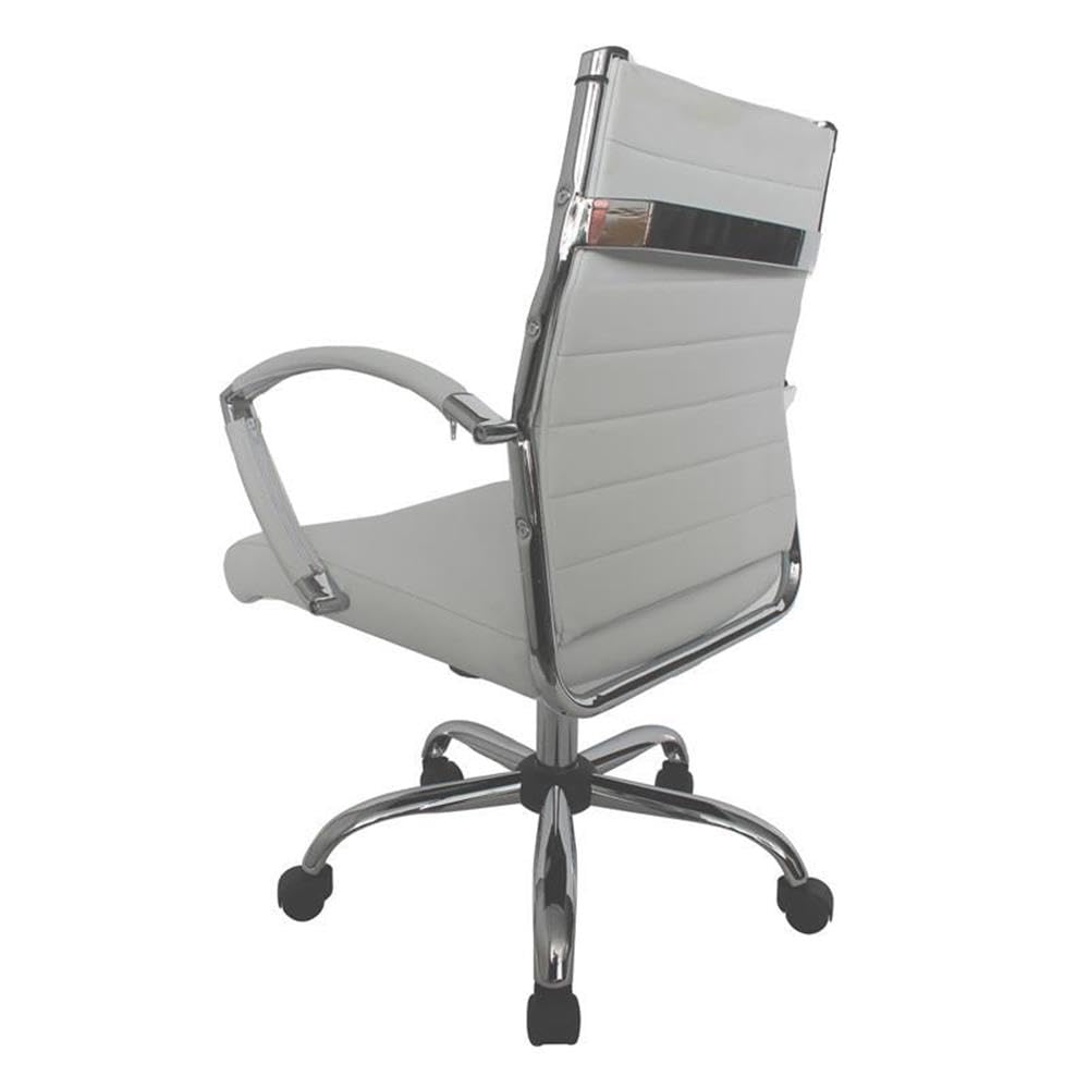 Furniture of America Damse White Faux Leather Adjustable Office Chair - Ergonomic Home & Small Space Workstation