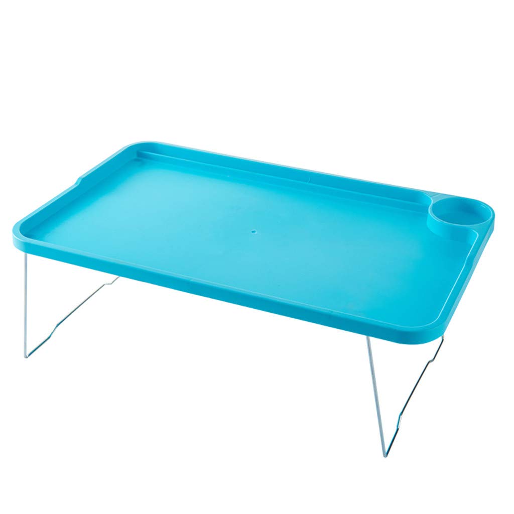 Foldable Laptop Bed Tray Table - Portable Lap Desk for Dorm Room, Small Folding Desk with Non-Slip Surface - Perfect for Watching Movies, Working, Studying or Eating in Bed (Blue)