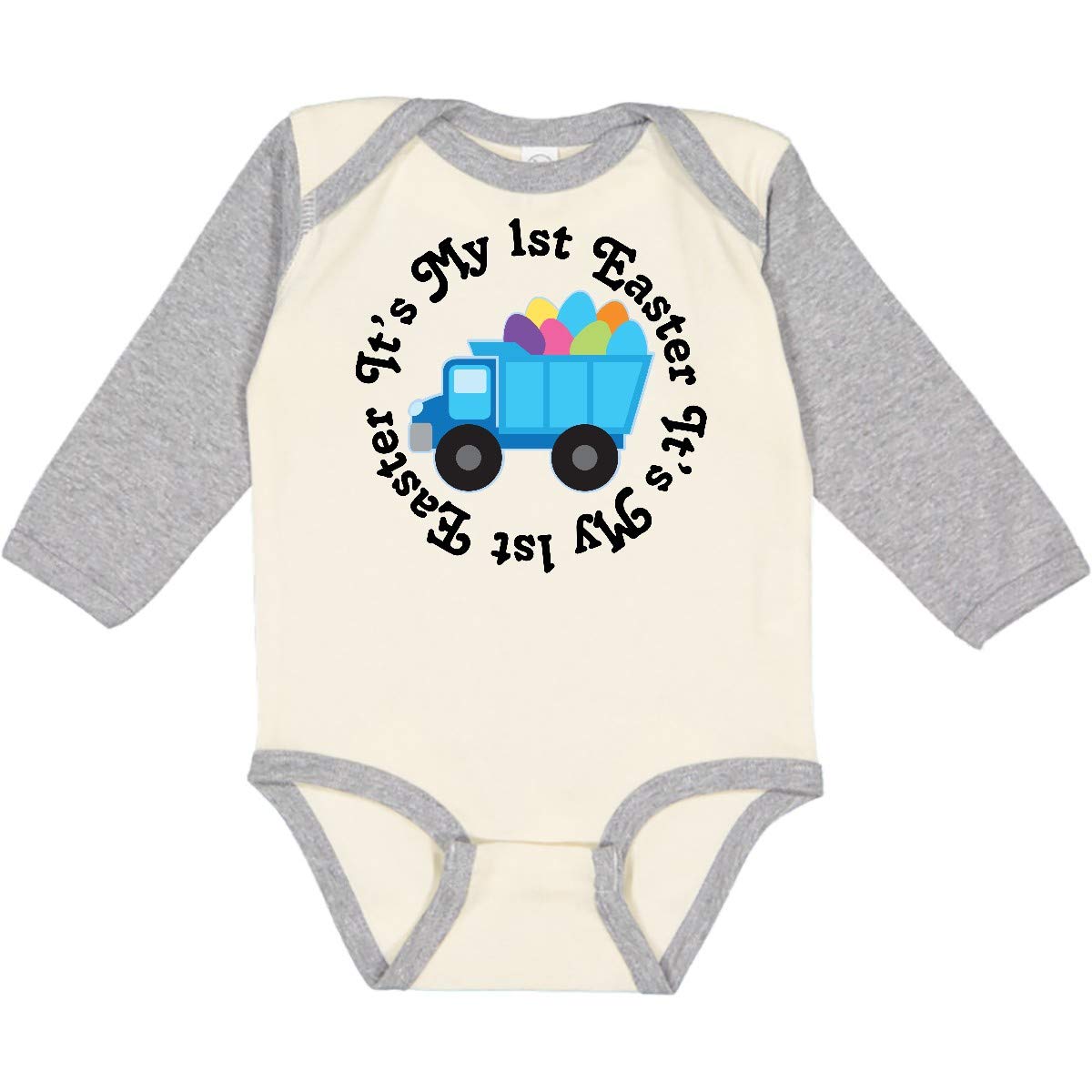 Inktastic 1st Easter Egg Truck Long Sleeve Baby Bodysuit - Cute Easter Outfit for Boys & Girls - Perfect for Easter Photos, Church, and Family Gatherings
