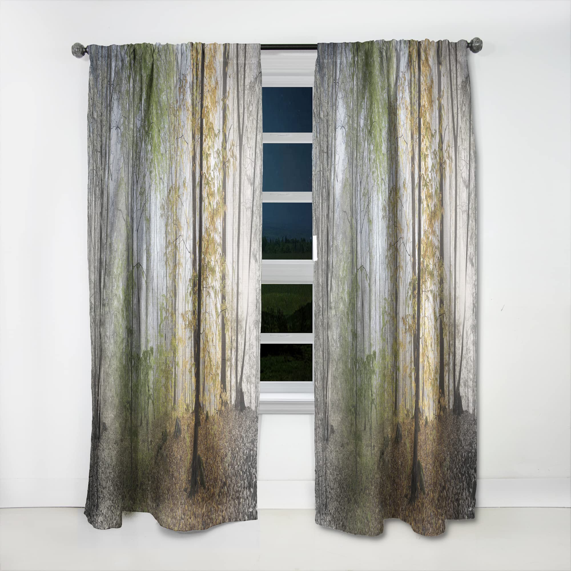DesignQ 'Morning Forest Panoramic View' Thermal Insulated Curtains - Single Panel 52x84 - Blackout Drapes for Bedroom & Living Room - Perfect for Home Decor, Privacy & Energy Efficiency