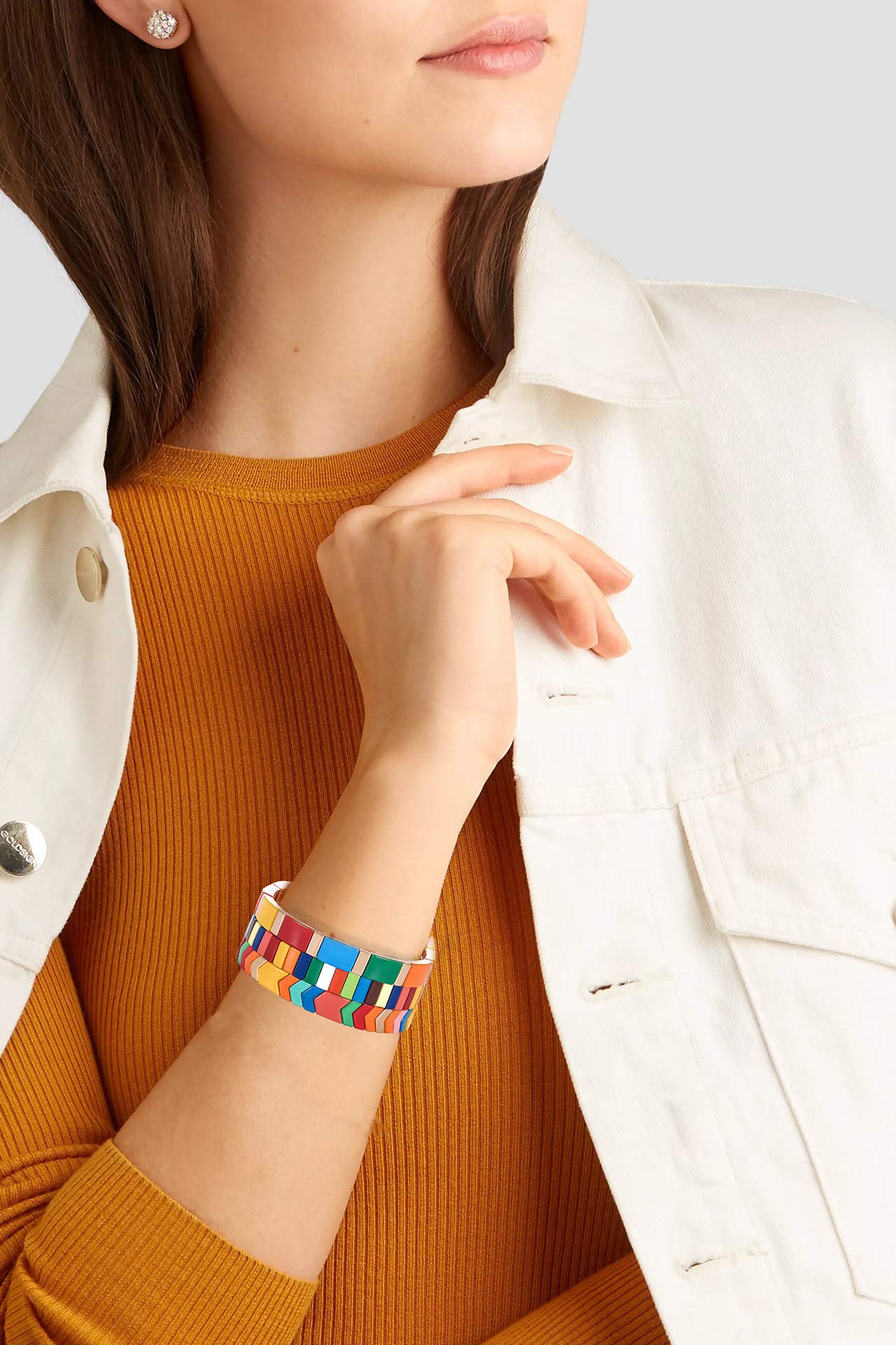 METOBAR Enamel Tile Tila Beaded Bracelet Set - Colorful Bohemian Stretchy Elastic Stackable Bracelets for Women - Perfect for Festival, Beach, and Boho Chic Outfits