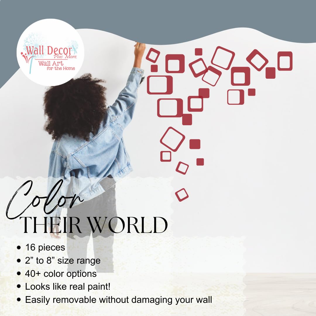 Funky Red Square Wall Stickers - 20-Piece Set for Home Decor