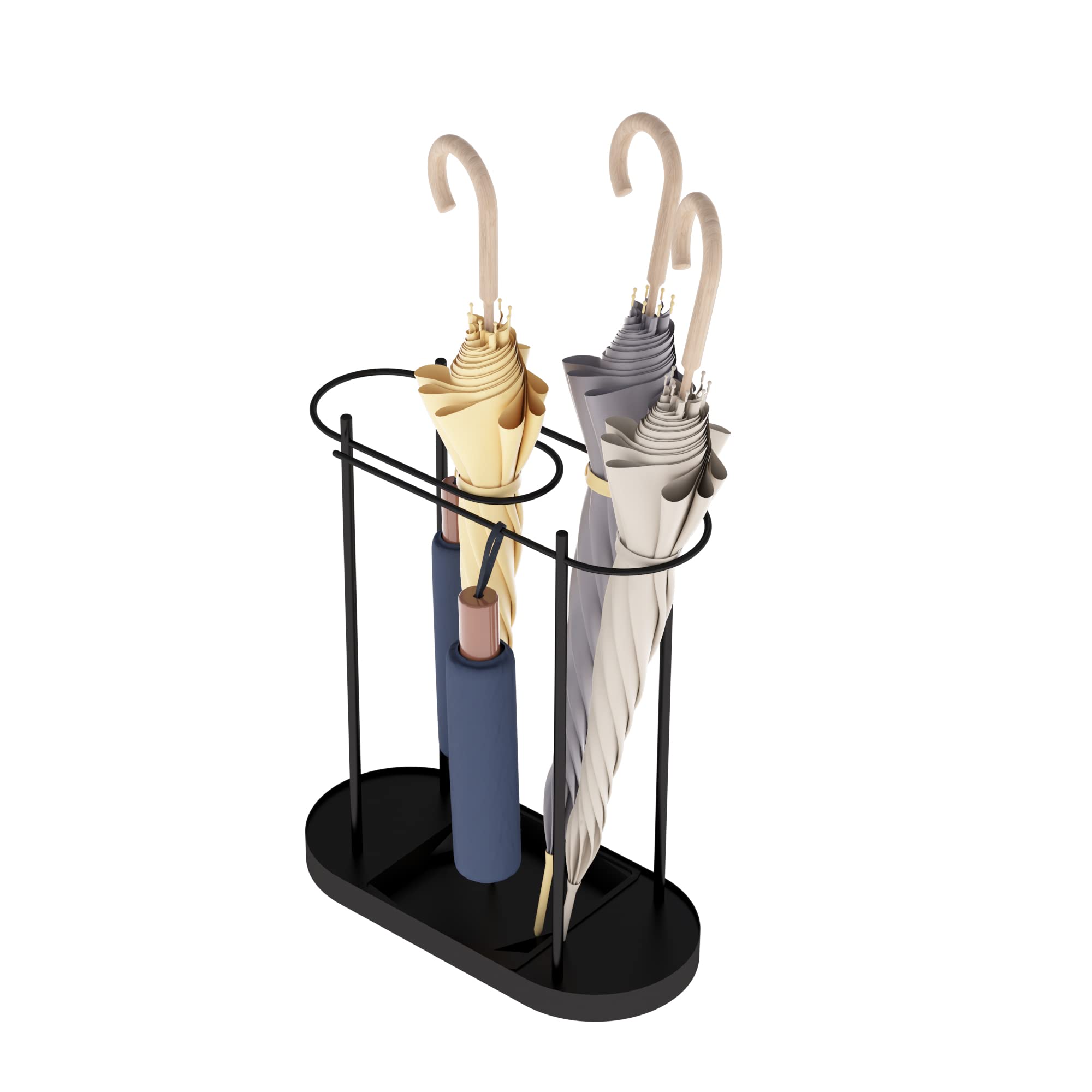 Lukar Metal Umbrella Stand - Indoor Entryway Organizer with Removable Drip Tray, Free Standing Umbrella Rack for Home, Office & Patio Decor - Perfect for Entryways, Mudrooms and Outdoor Spaces