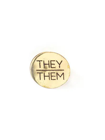 They/Them Pride Brass Enamel Pin - LGBTQ+ Pride Accessories for Backpacks, Jackets & Hats - Gender Identity Awareness Jewelry