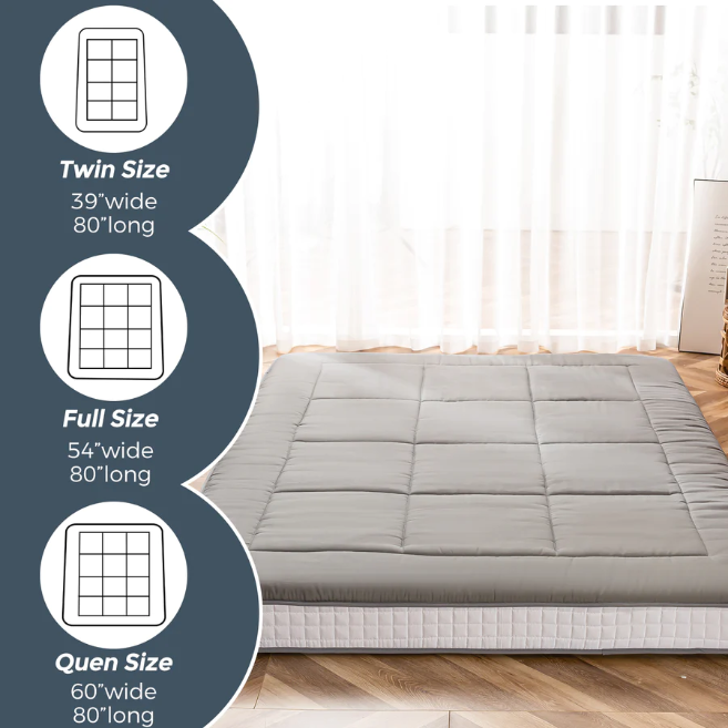 MAXYOYO Extra Thick Japanese Floor Futon Mattress - Dark Grey Foldable Tatami Bed for Guest Room, Meditation & Small Space Living | Comfortable Floor Sleeping Solution