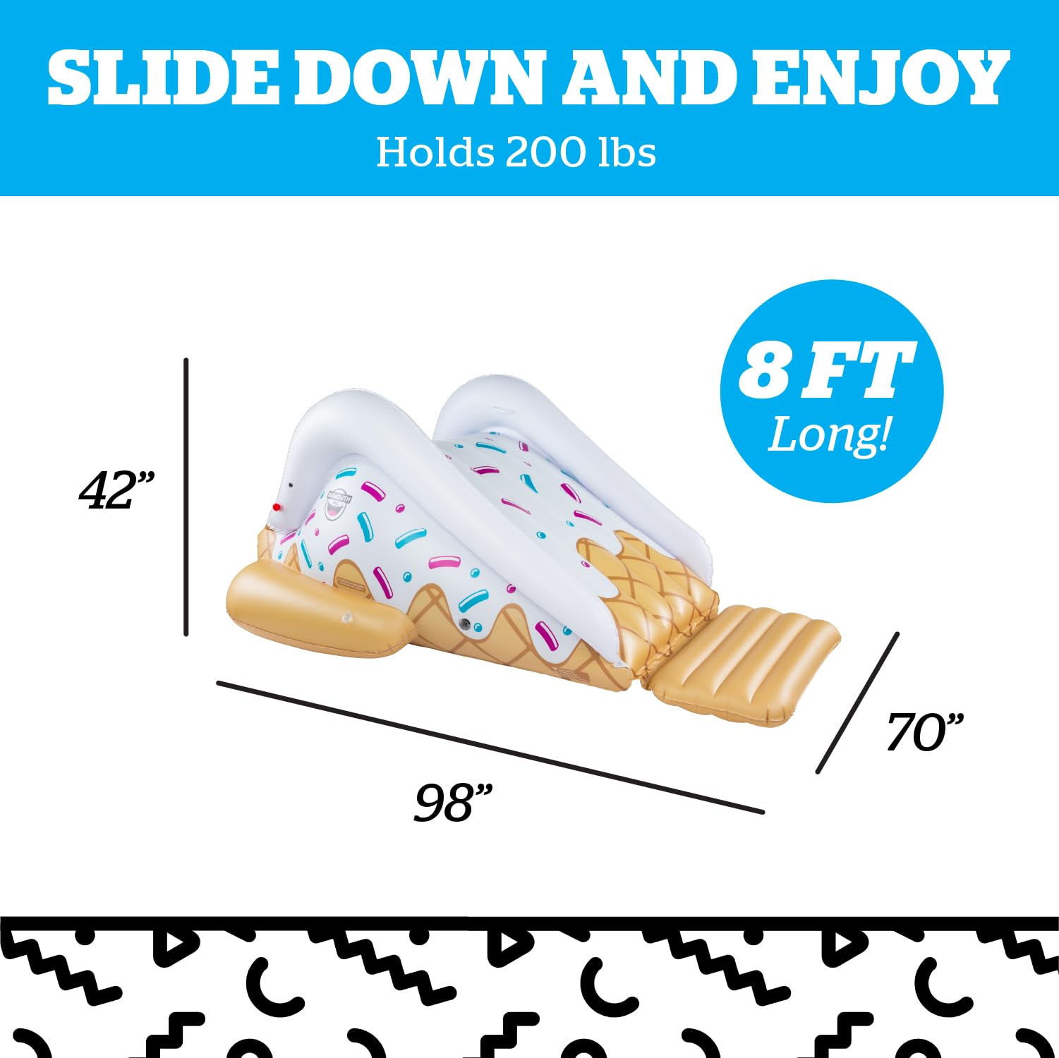 BigMouth Inc. Inflatable Ice Cream Pool Slide for Kids - Blow Up Water Slide Toy, 200 lb Weight Capacity - Fun Summer Backyard Swimming Pool Activity for Parties & Family Gatherings