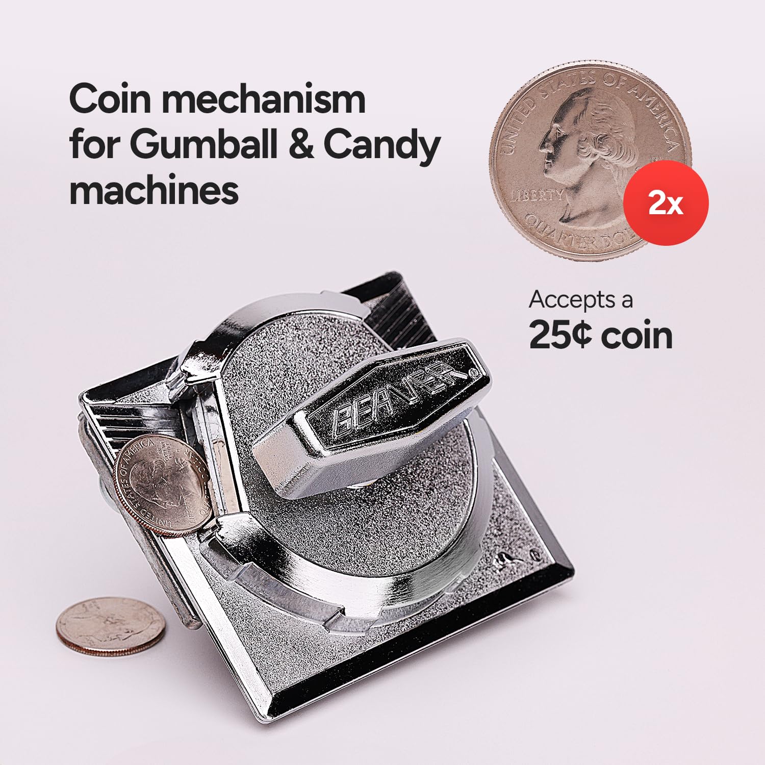 Beaver Classic Gumball & Candy Vending Machine 50 Cent Coin Mechanism Replacement Part - Durable Bulk Vending Repair Component for Arcades, Stores & Home Use