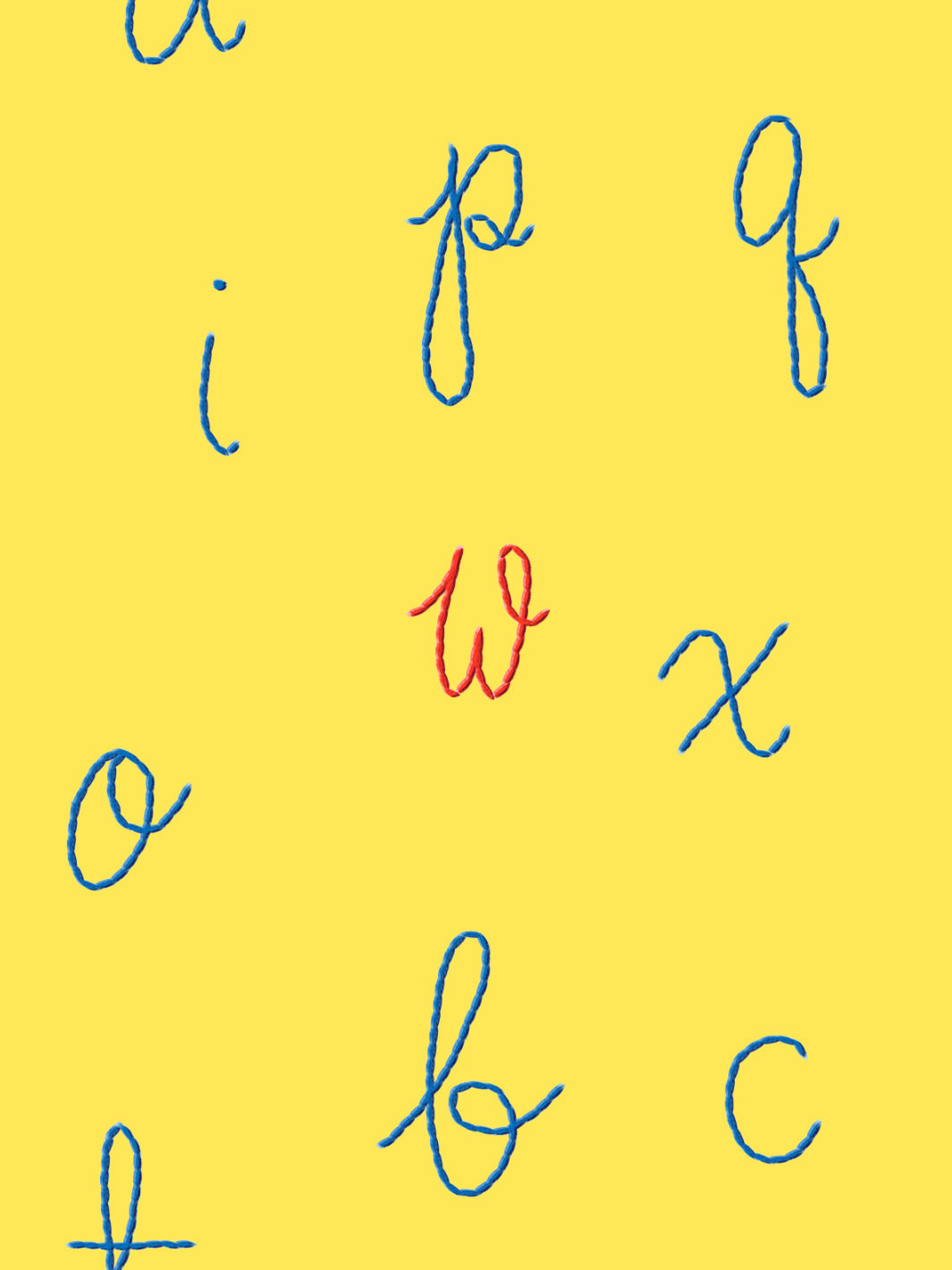 LF Alphabet Wallpaper by Lingua Franca - Daffodil Yellow with Red Accent Letters | Nursery Decor, Kids Room Wallpaper, Playroom Accent Wall