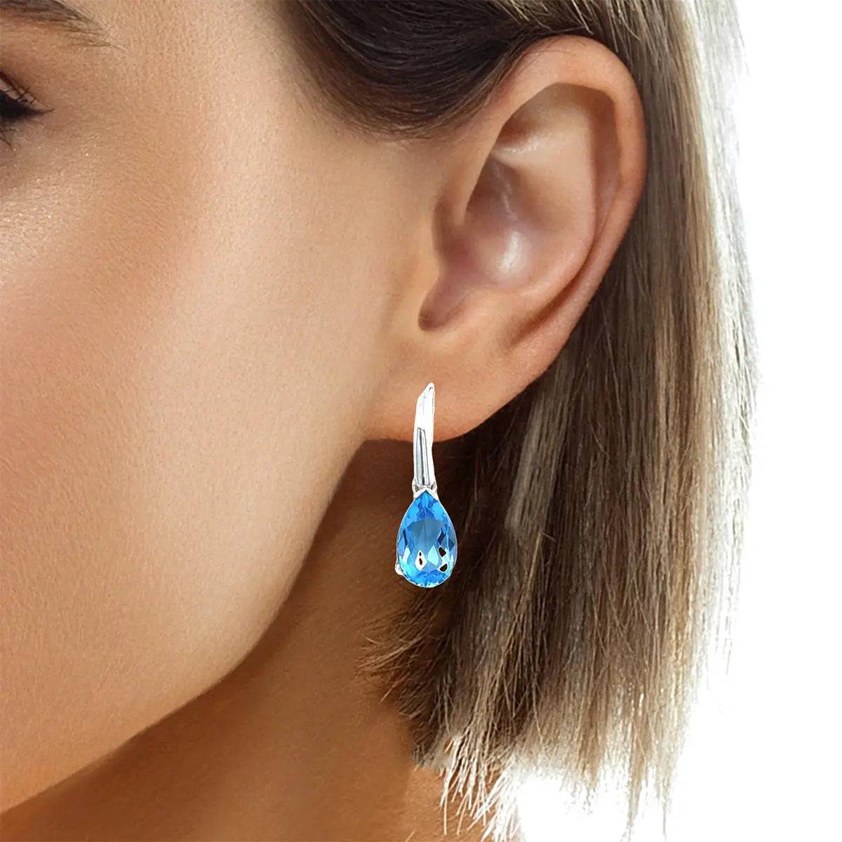 Blue Topaz Sterling Silver Earrings for Women - Dainty Stud Earrings, 925 Silver Jewelry - Perfect for Gifts, Weddings & Everyday Wear