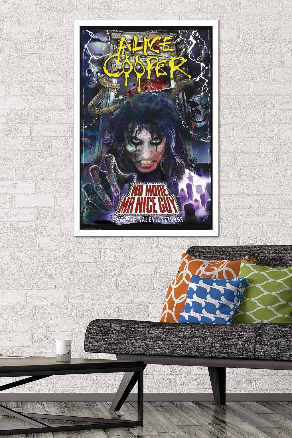 Alice Cooper - No More Mr. Nice Guy Framed Wall Poster 22.375 x 34 Inches | Official Licensed Music Decor | Perfect for Bedroom, Living Room & Man Cave Decor
