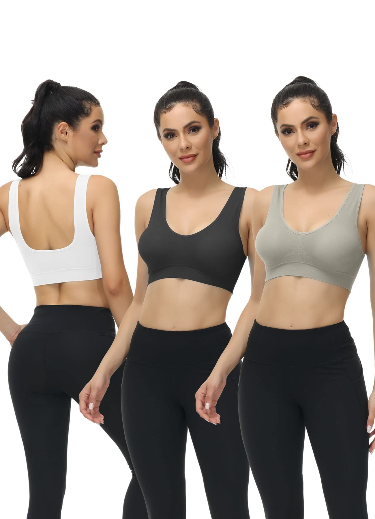 TOBWIZU Women's Medium Support Sports Bras with Pocket - Yoga, Gym & Workout Activewear for Running, Fitness & Daily Wear
