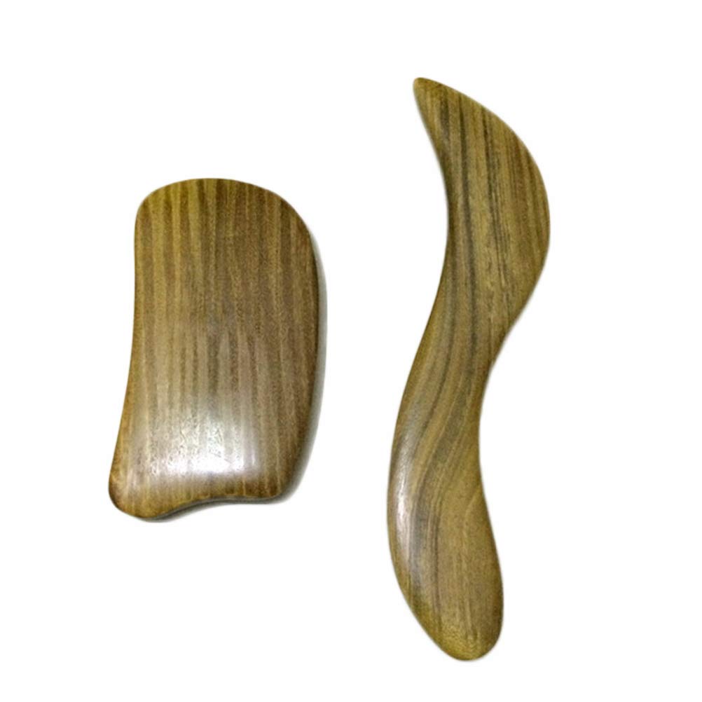 ARTIBETTER 2-Piece Green Sandalwood Massage Scraping Tool Set - Professional Medical Grade Gua Sha Kit for Head, Neck & Muscle Pain Relief - Physical Therapy Tools (S & Square Shape) - Perfect for Home Spa, Acupuncture Clinics & Self-Care Routines