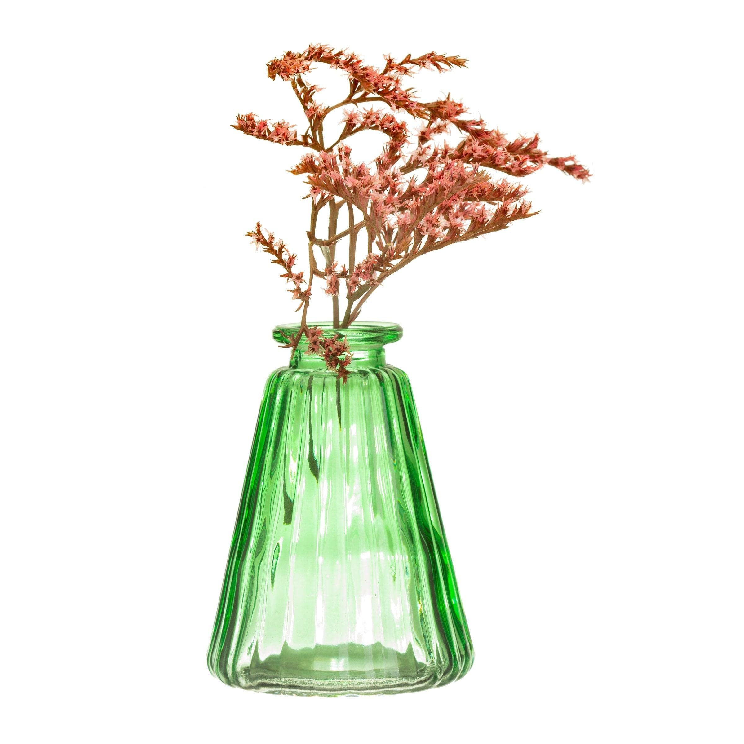 Sass & Belle Green Glass Bud Vases - Set of 3 Small Floral Vases for Home Decor, Wedding Centerpieces & Table Arrangements
