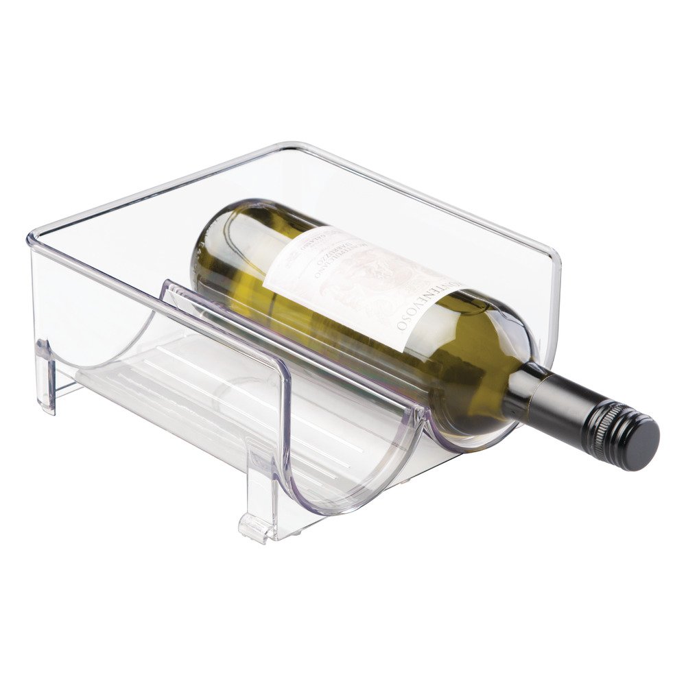 InterDesign Stackable Wine Storage Rack - Clear 2-Bottle Organizer for Refrigerator or Kitchen Countertops | Space-Saving Wine Bottle Holder for Small Kitchens, Bars & Dining Rooms