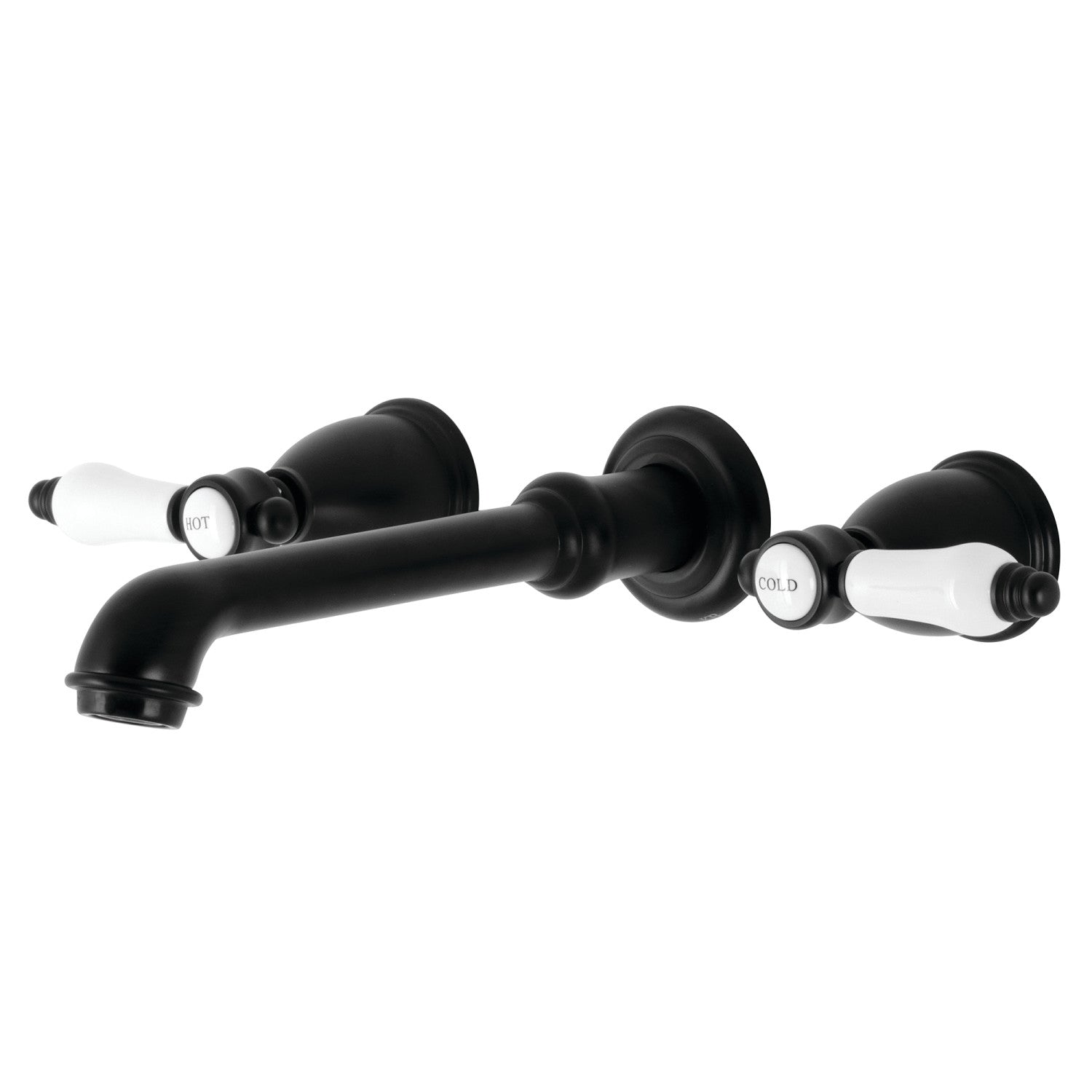 Bel Air KS7020BPL Matte Black Roman Tub Faucet - Two Handle 3 Hole Wall Mount Bathroom Faucet for Luxury Bathtubs and Spa Retreats