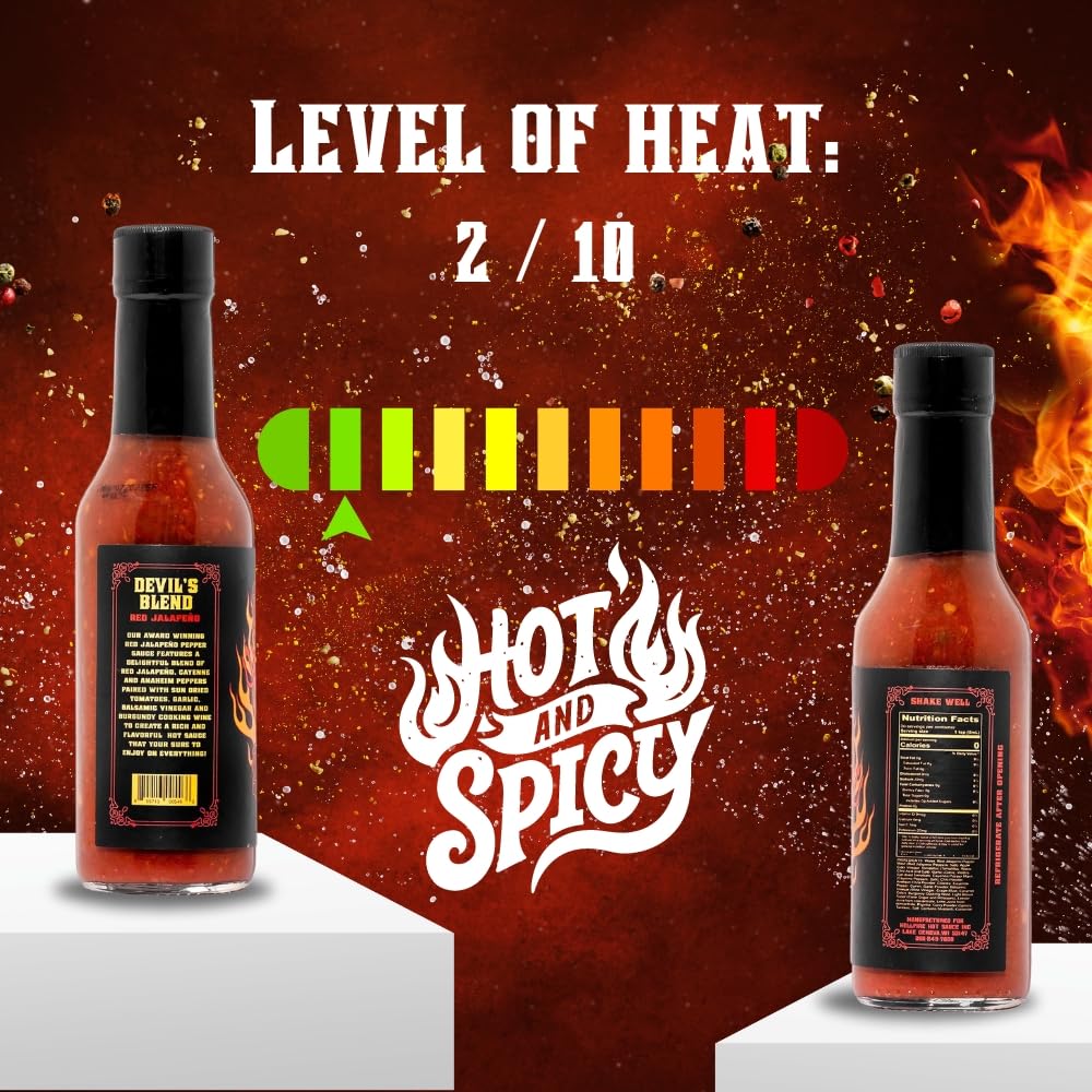 **Hellfire Devil's Blend Red Jalapeno Hot Sauce – Award-Winning Gourmet Hot Sauce, Rich & Flavorful – 5 oz Bottle – Perfect for Tacos, Wings, Burgers & Spicy Food Lovers**