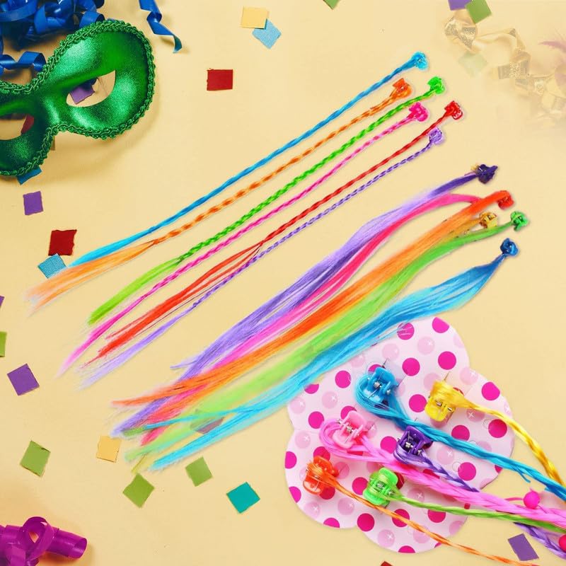 LYTIX 12pcs Rainbow Hair Clips Extensions for Girls - Styling Accessories for Parties & Cosplay